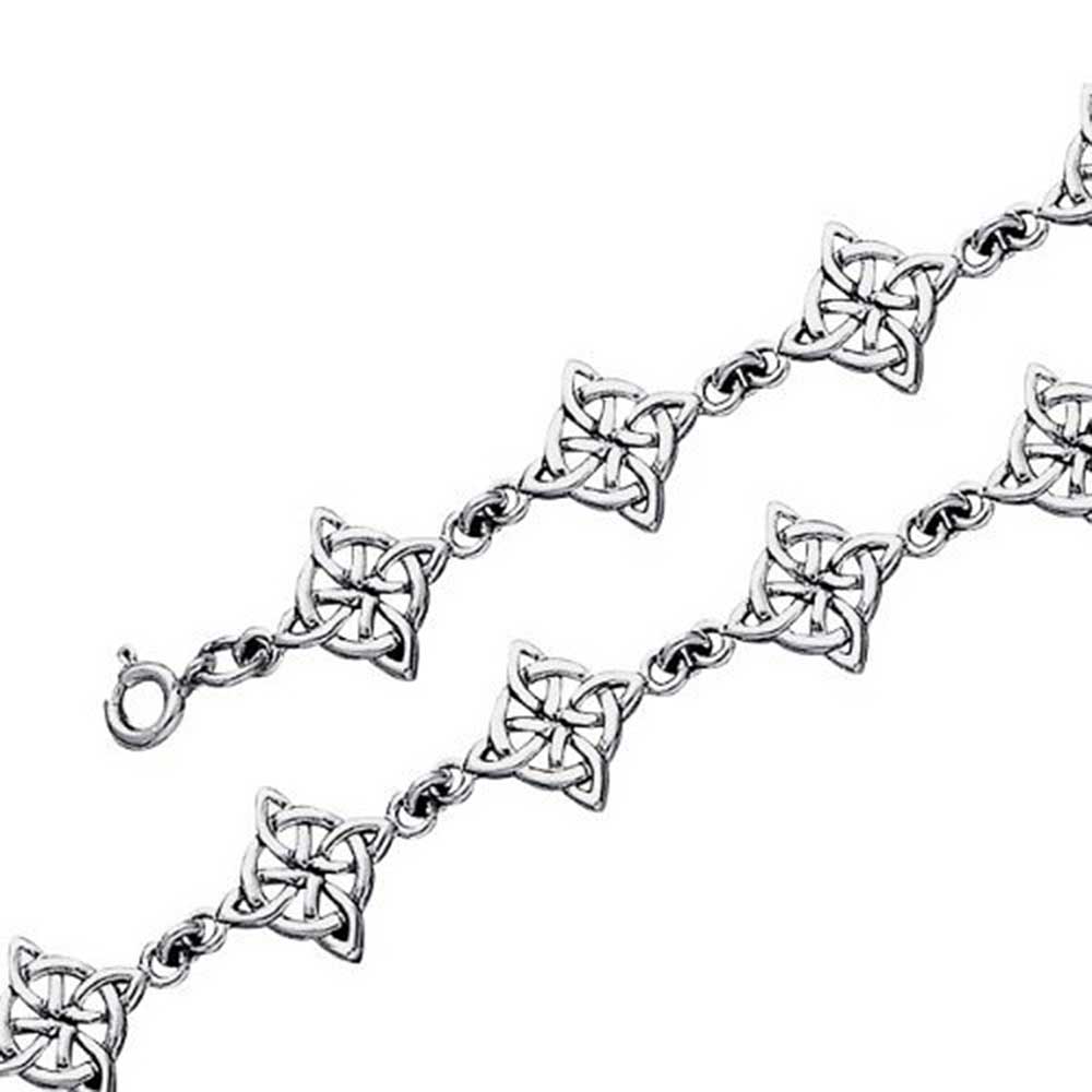 Religious Chain Link Bracelet Celtic Triquetra Trinity Knot Silver Oxidized - Image 3