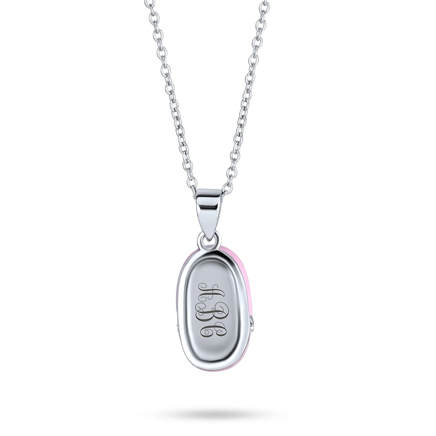 Charm Baby Shoe Pendant Necklace for New Mothers with Pink Enamel Bow CZ Accent - Image 3