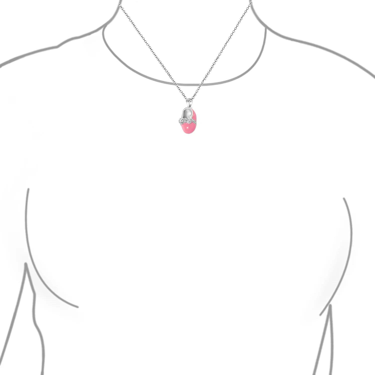 Charm Baby Shoe Pendant Necklace for New Mothers with Pink Enamel Bow CZ Accent - Image 4