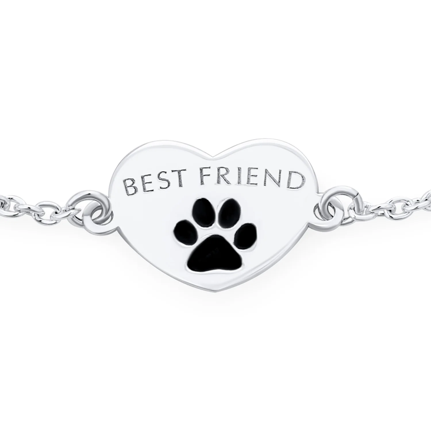 Dainty Charm Bracelet for Pet Lovers with Heart and Paw Print Sterling Silver - Image 3