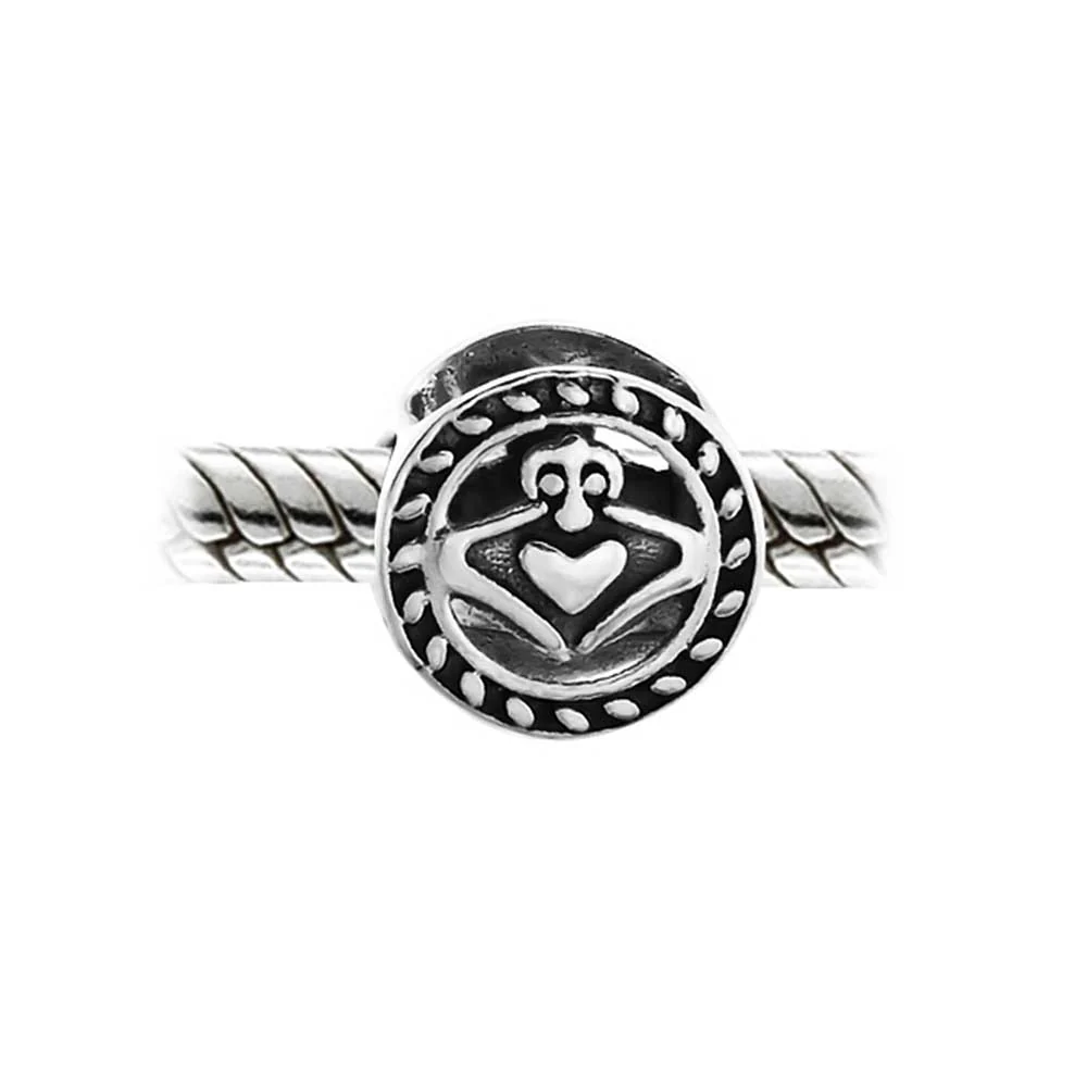 BFF Celtic Claddagh Charm Bead in Oxidized Sterling Silver - Image 2