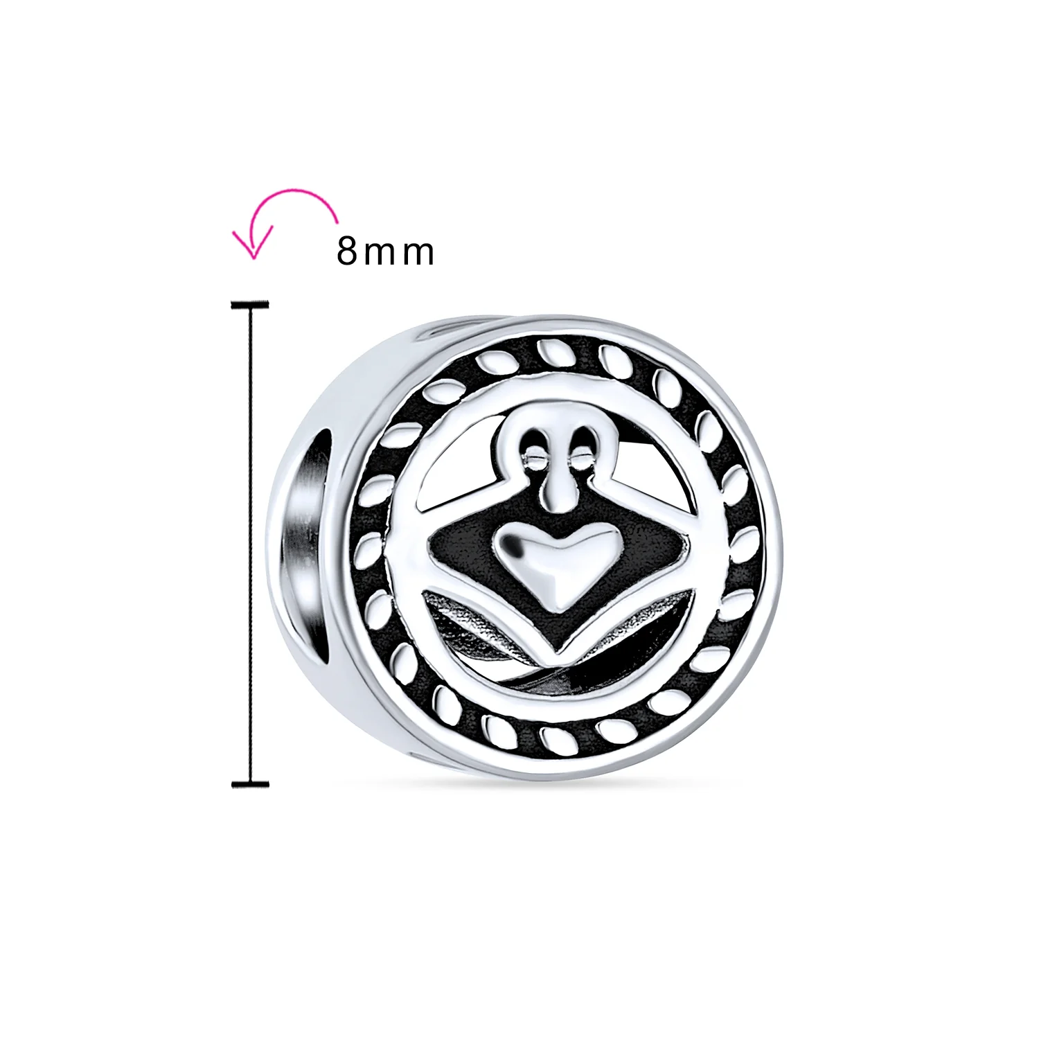 BFF Celtic Claddagh Charm Bead in Oxidized Sterling Silver - Image 3