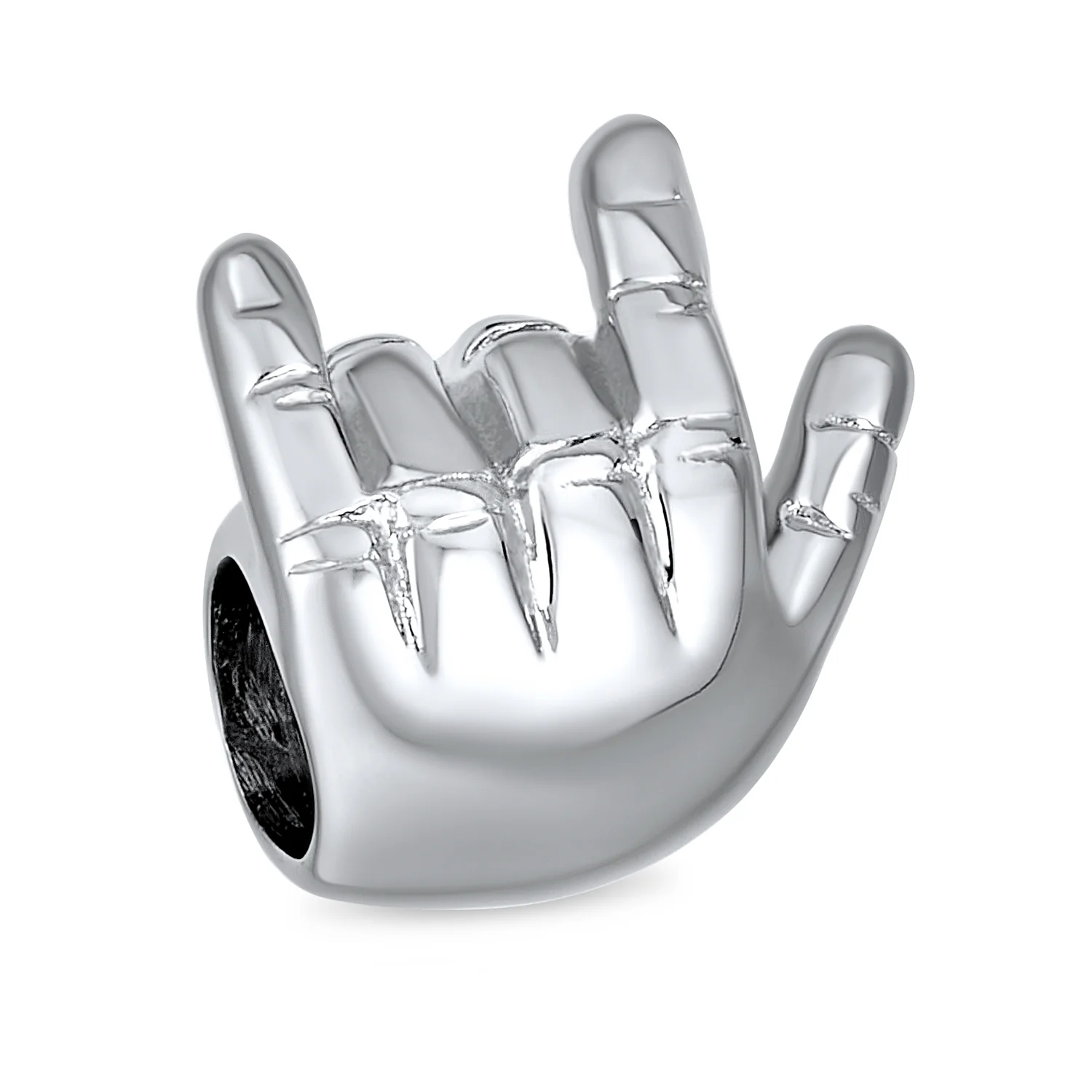 BFF Hand Sign Infinity I Love You Charm Bead Silver - Image 2