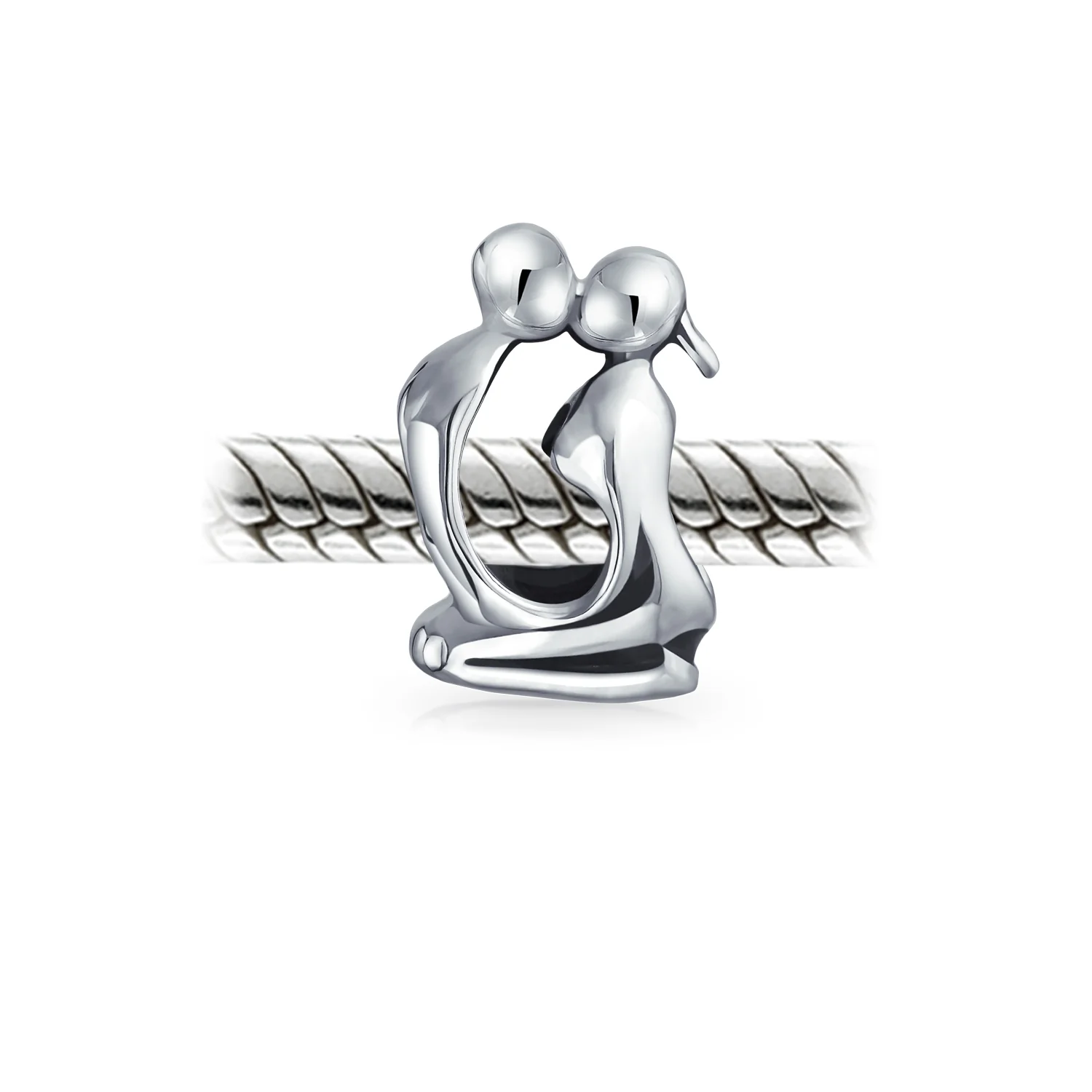 Couples Kissing Lovers Charm Bead Sterling Silver for European Bracelet - Image 2
