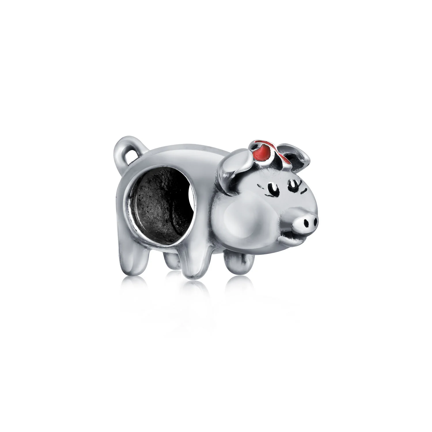 Cute Hog Piggy Bank Charm Bead Sterling Silver for European Bracelets - Image 2