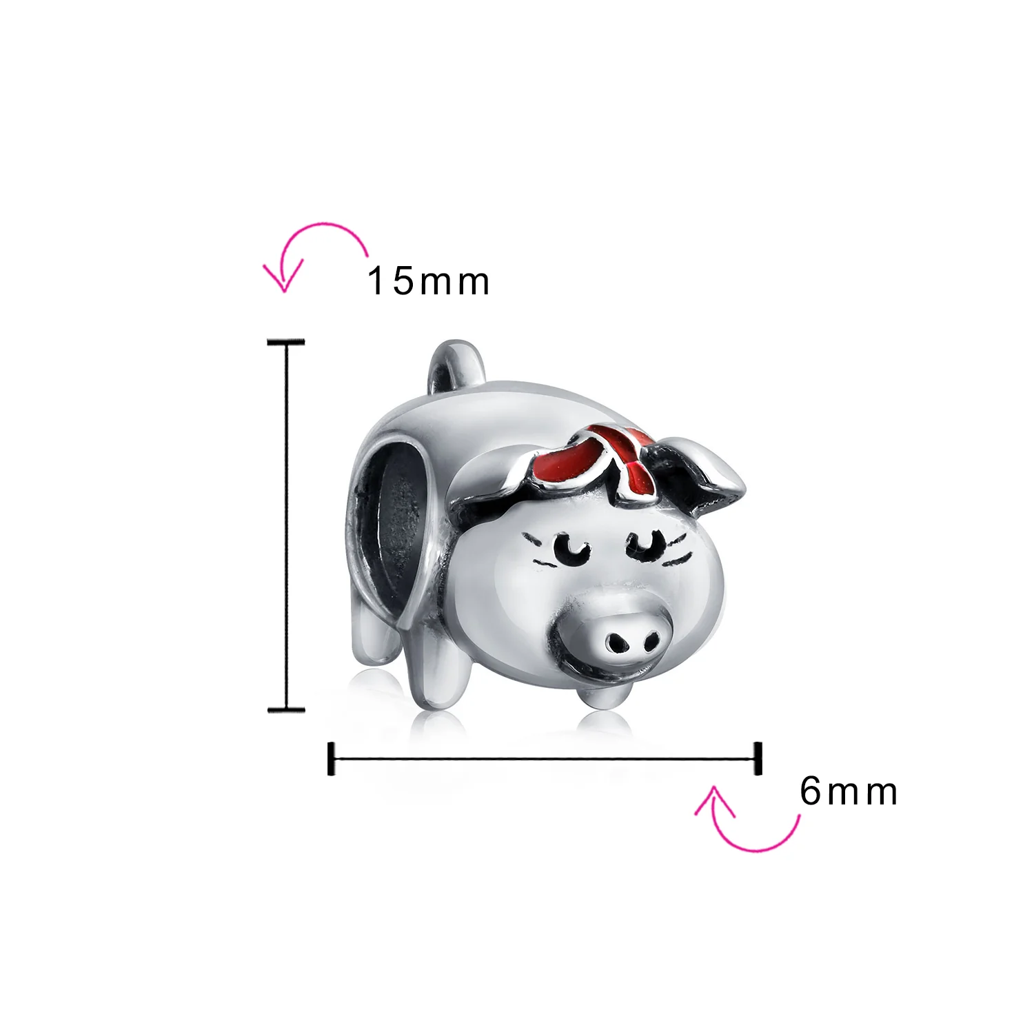 Cute Hog Piggy Bank Charm Bead Sterling Silver for European Bracelets - Image 4