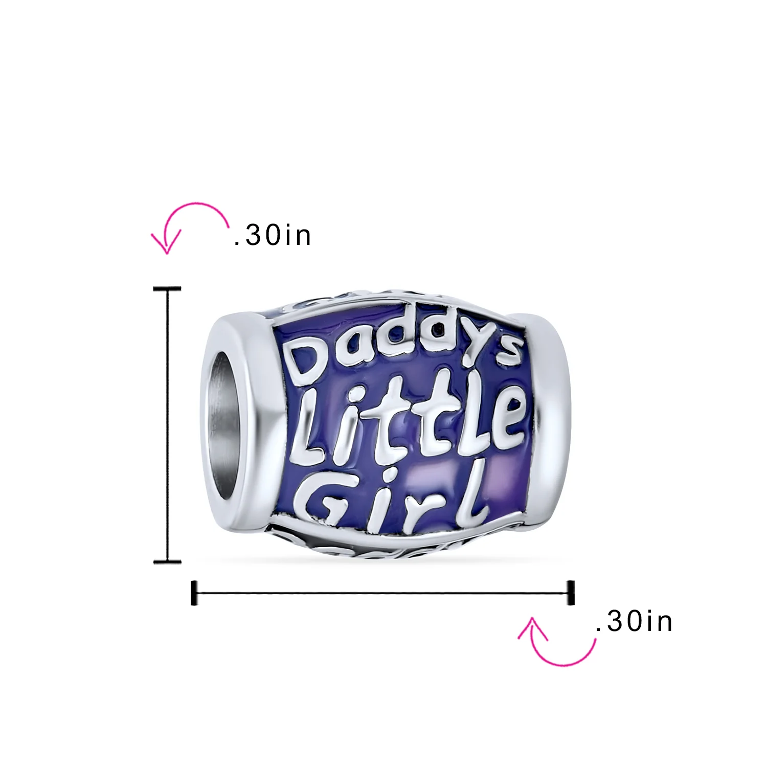 Daddy's Little Girl Charm Bead Sterling Silver for European Bracelet - Image 3