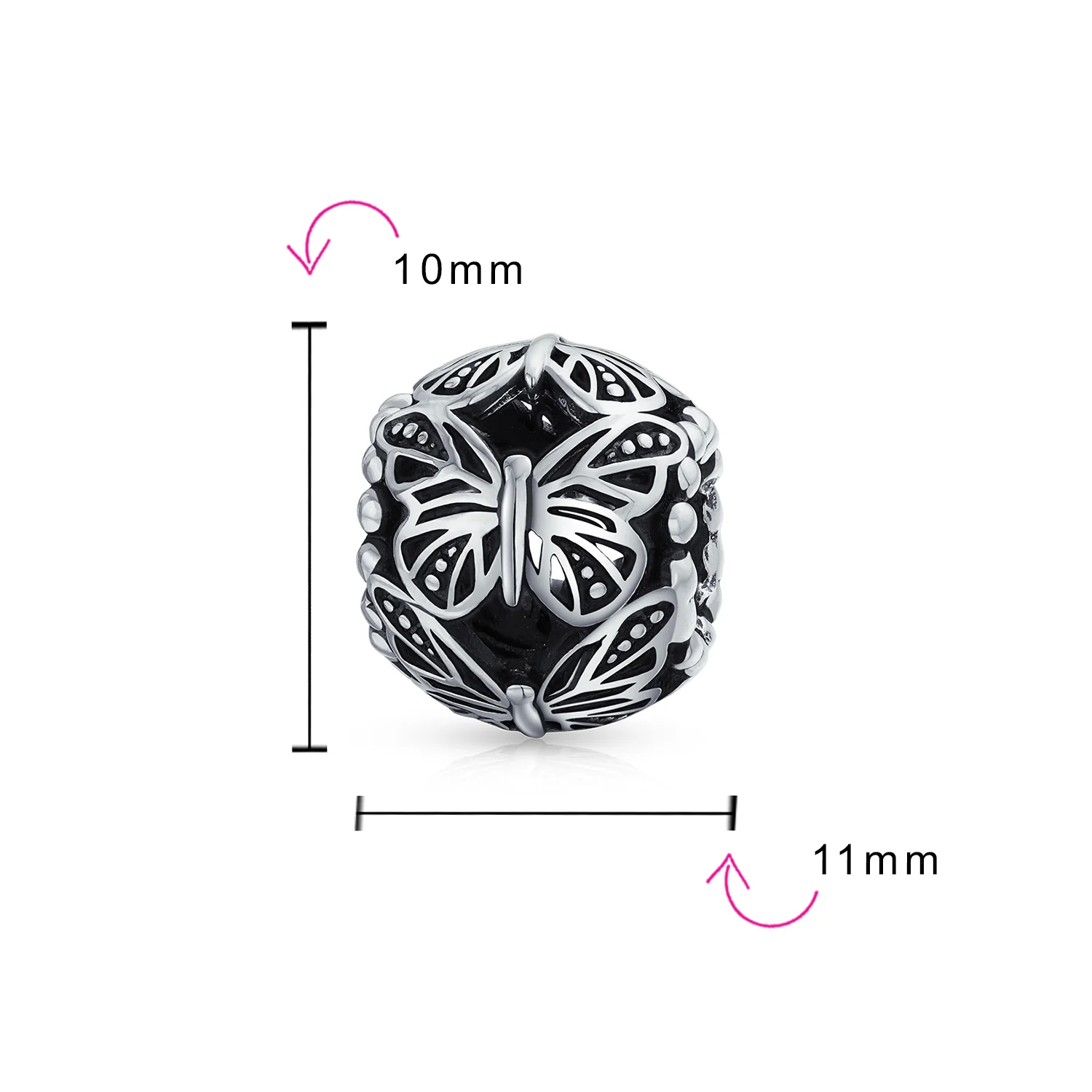 Garden Insect Filigree Butterfly Charm Bead Sterling Silver for Bracelets - Image 3