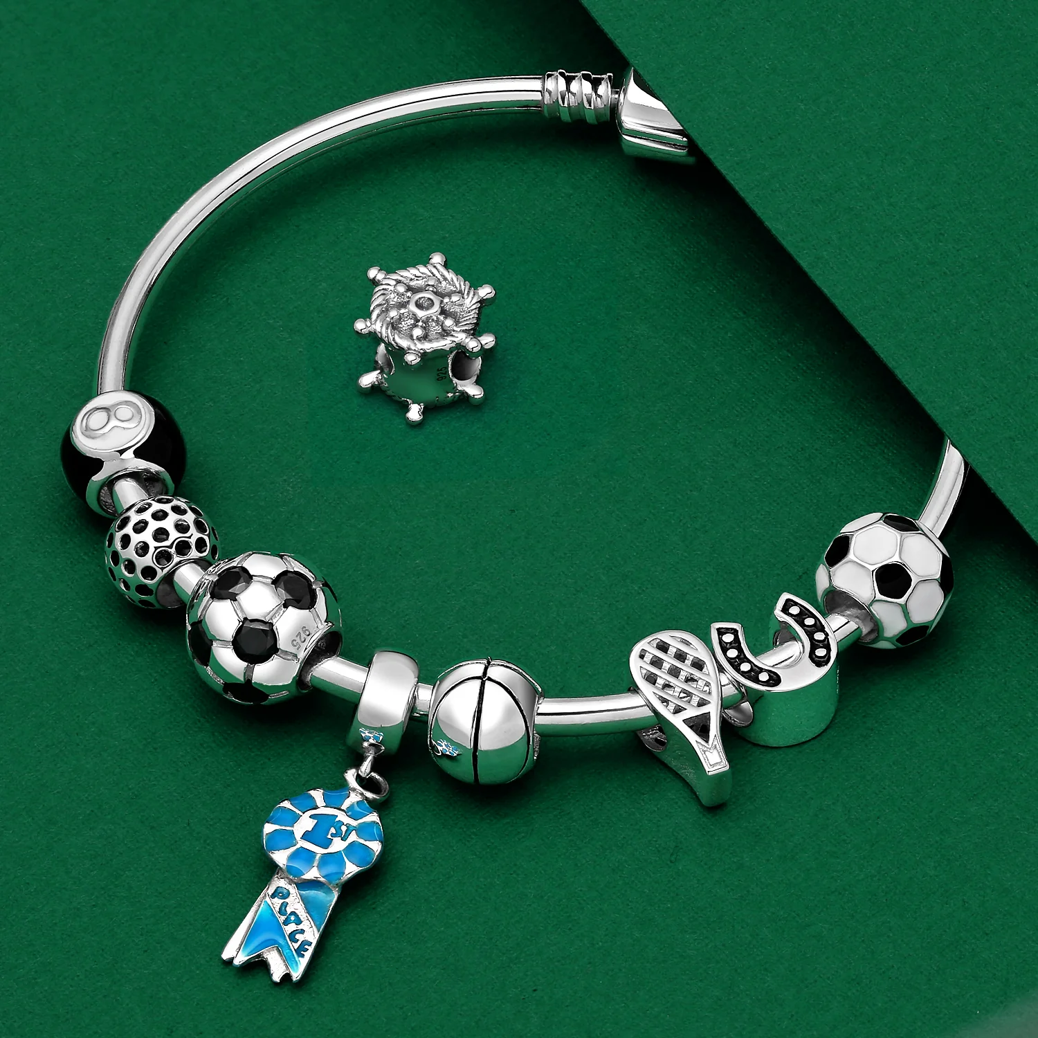 Black Magic 8 Billiards Ball Charm Bead .925 Sterling Silver for Bracelet - Image 4