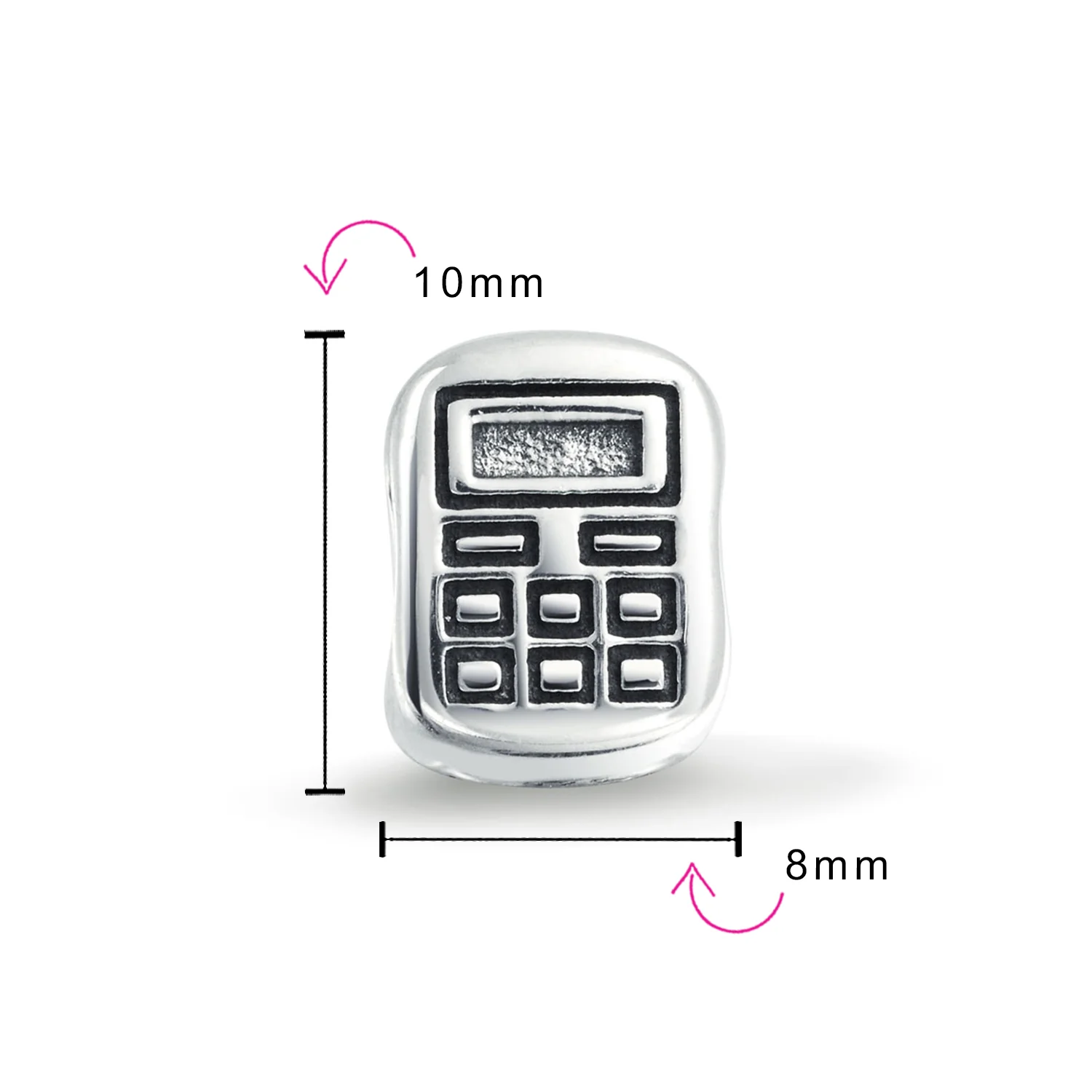 Bookkeeper Math Student Calculator Charm Bead .925 Sterling Silver Fits European Bracelet - Image 3
