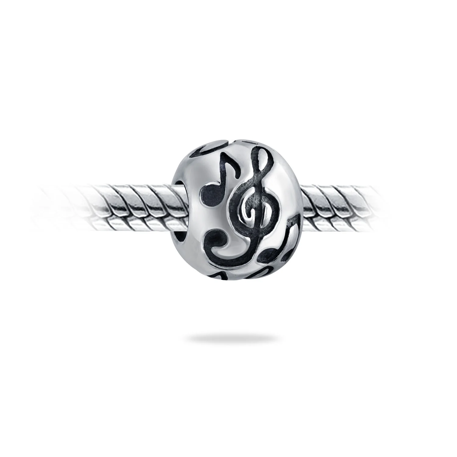Melody G Clef Music Note Charm Bead in Oxidized Sterling Silver for Bracelets - Image 2