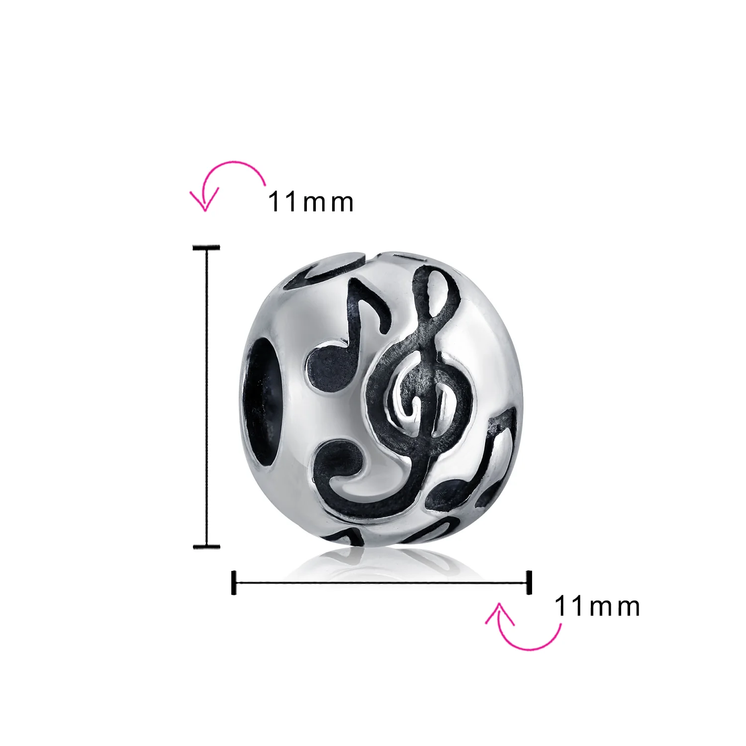 Melody G Clef Music Note Charm Bead in Oxidized Sterling Silver for Bracelets - Image 3