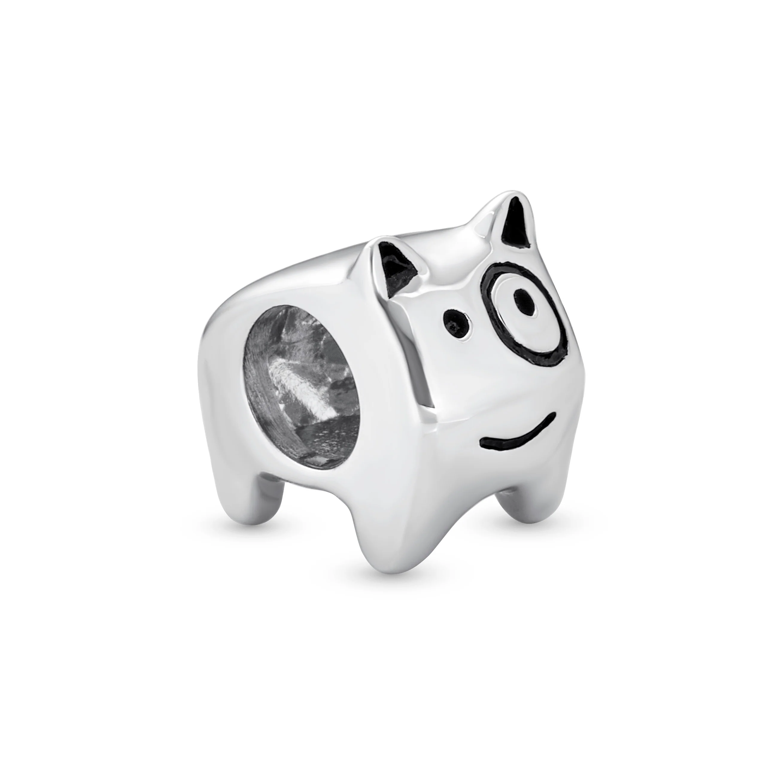 Oxidized Silver Spot Dog Charm Bead Bracelet Small Puppy Pet Animal Lover - Image 2