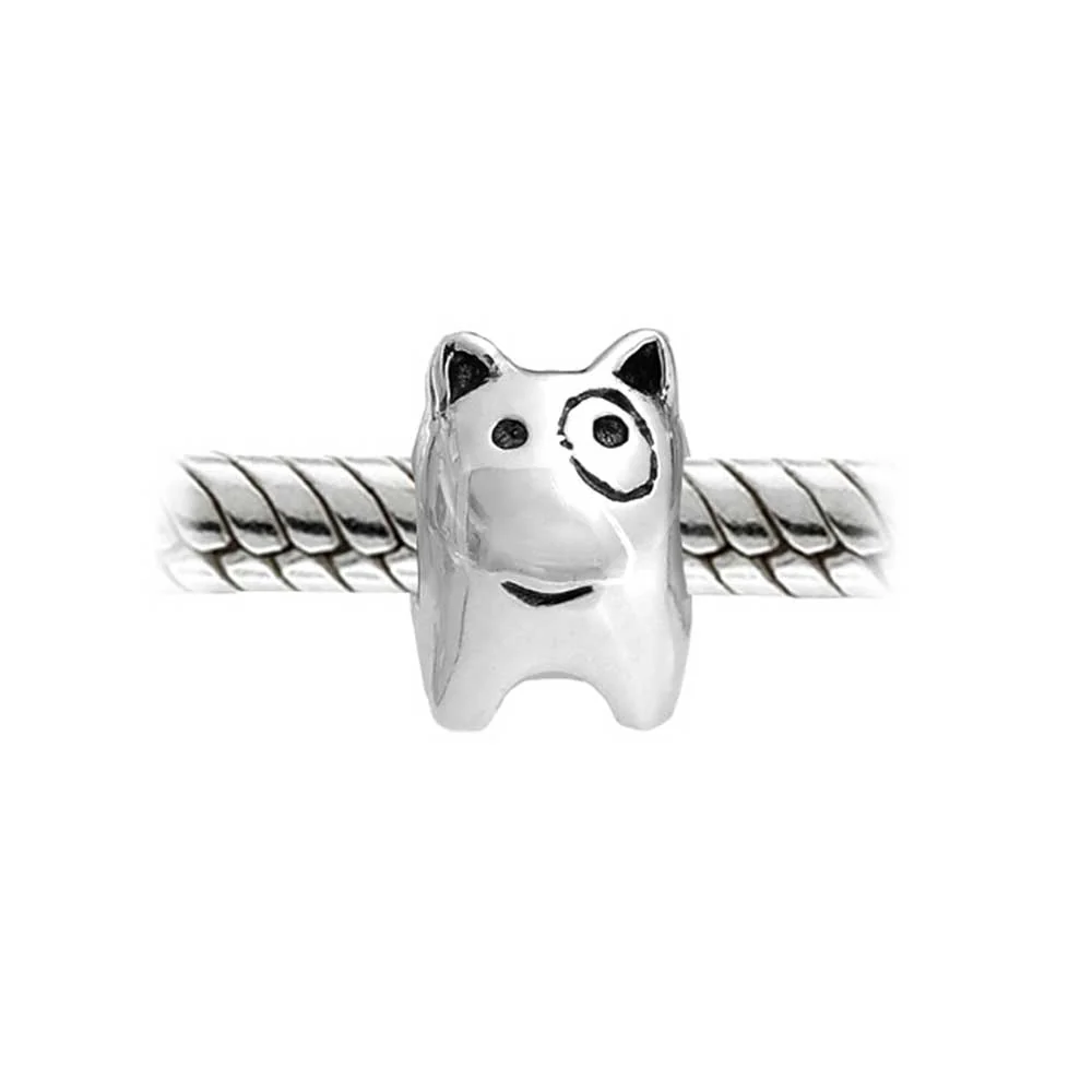 Oxidized Silver Spot Dog Charm Bead Bracelet Small Puppy Pet Animal Lover - Image 4