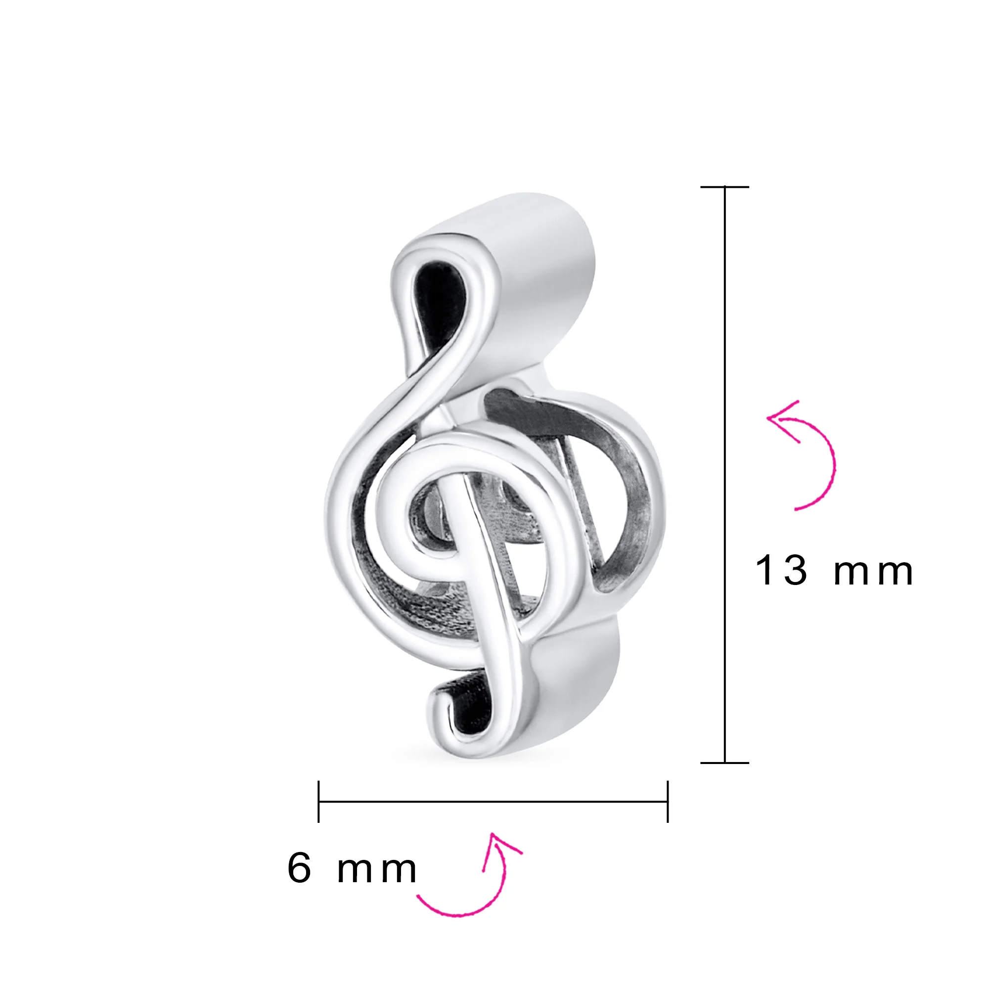 Sterling Silver G Clef Musician Charm Bead for European Bracelets - Image 4