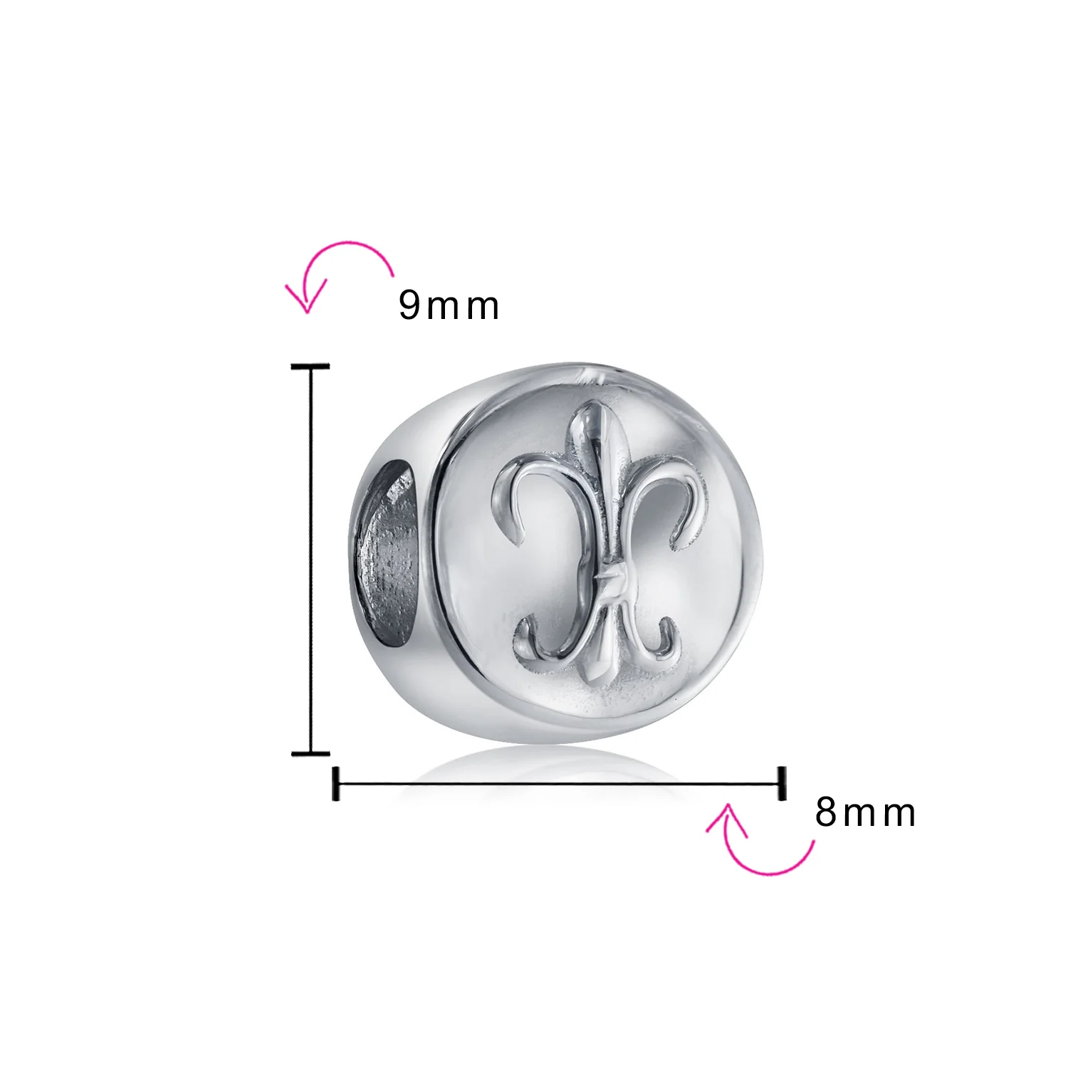 Symbolic Flower Fleur De Lis Charm Bead Sterling Silver for European Bracelets - Image 3