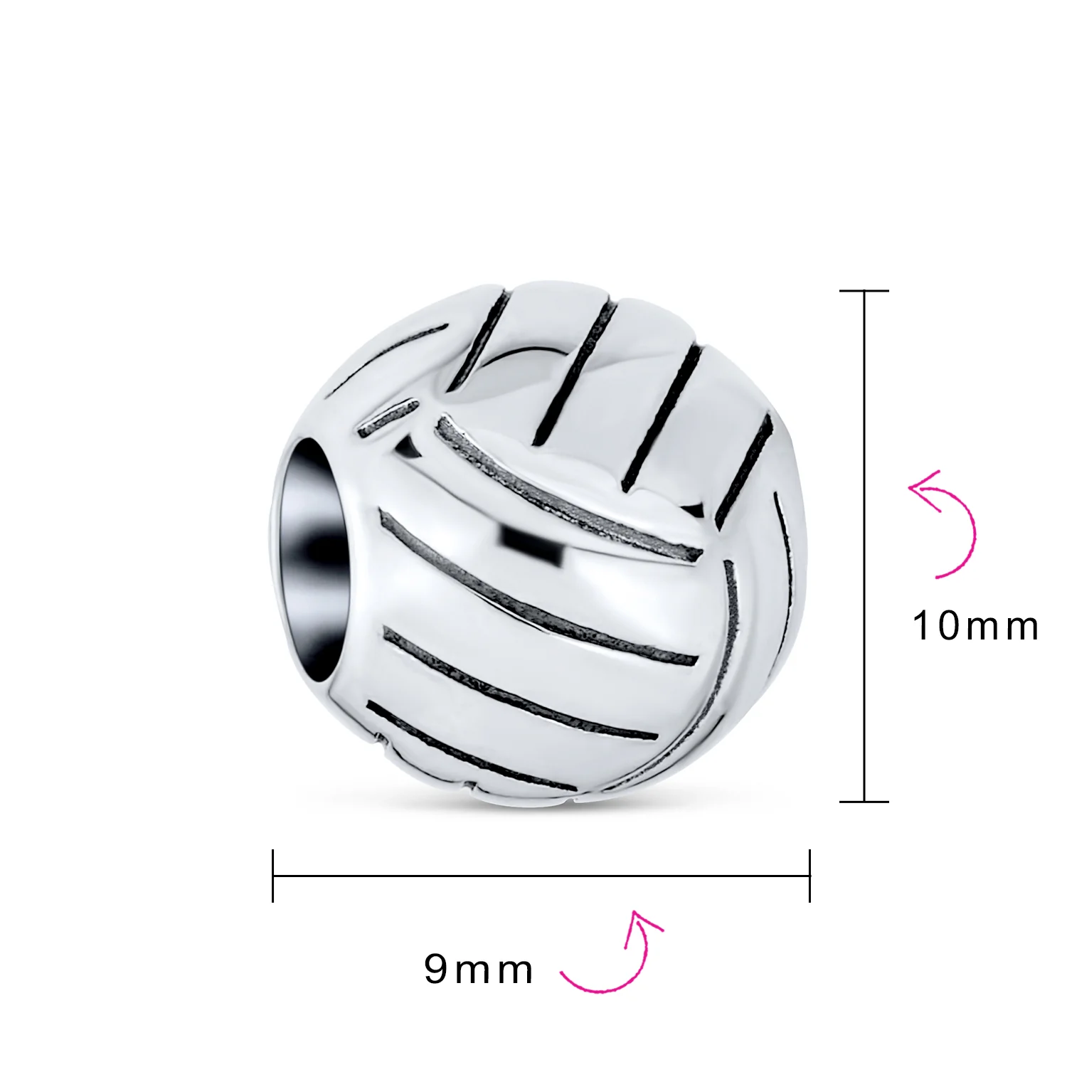 Volleyball Charm Bead Sterling Silver for European Bracelets - Image 3