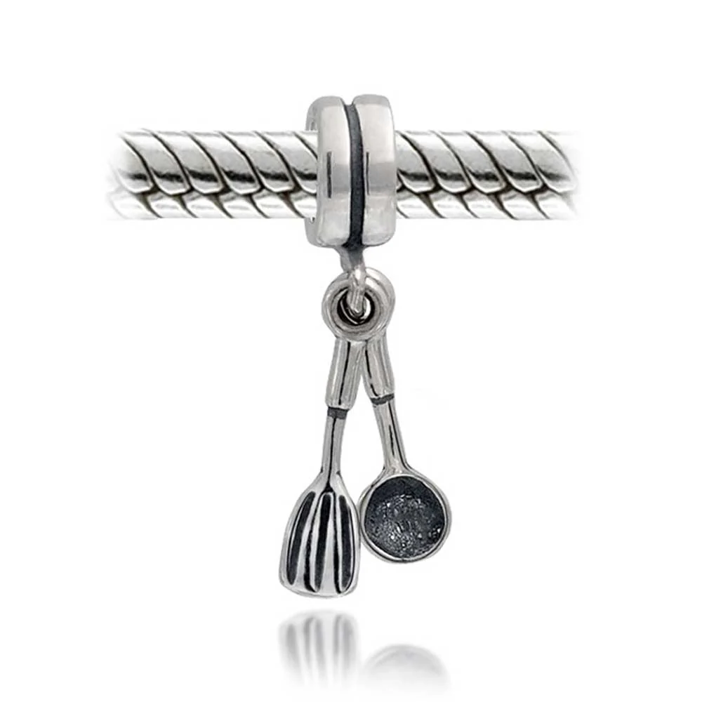 Chef Cook Culinary Utensils Dangle Charm Bead Sterling Silver for Bracelet - Image 3