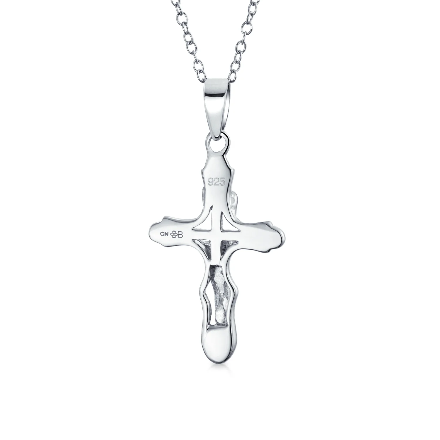 Religious Jesus Passion Crucifix Cross Pendant Necklace Matte .925 Sterling Silver 18 Inch - Image 2