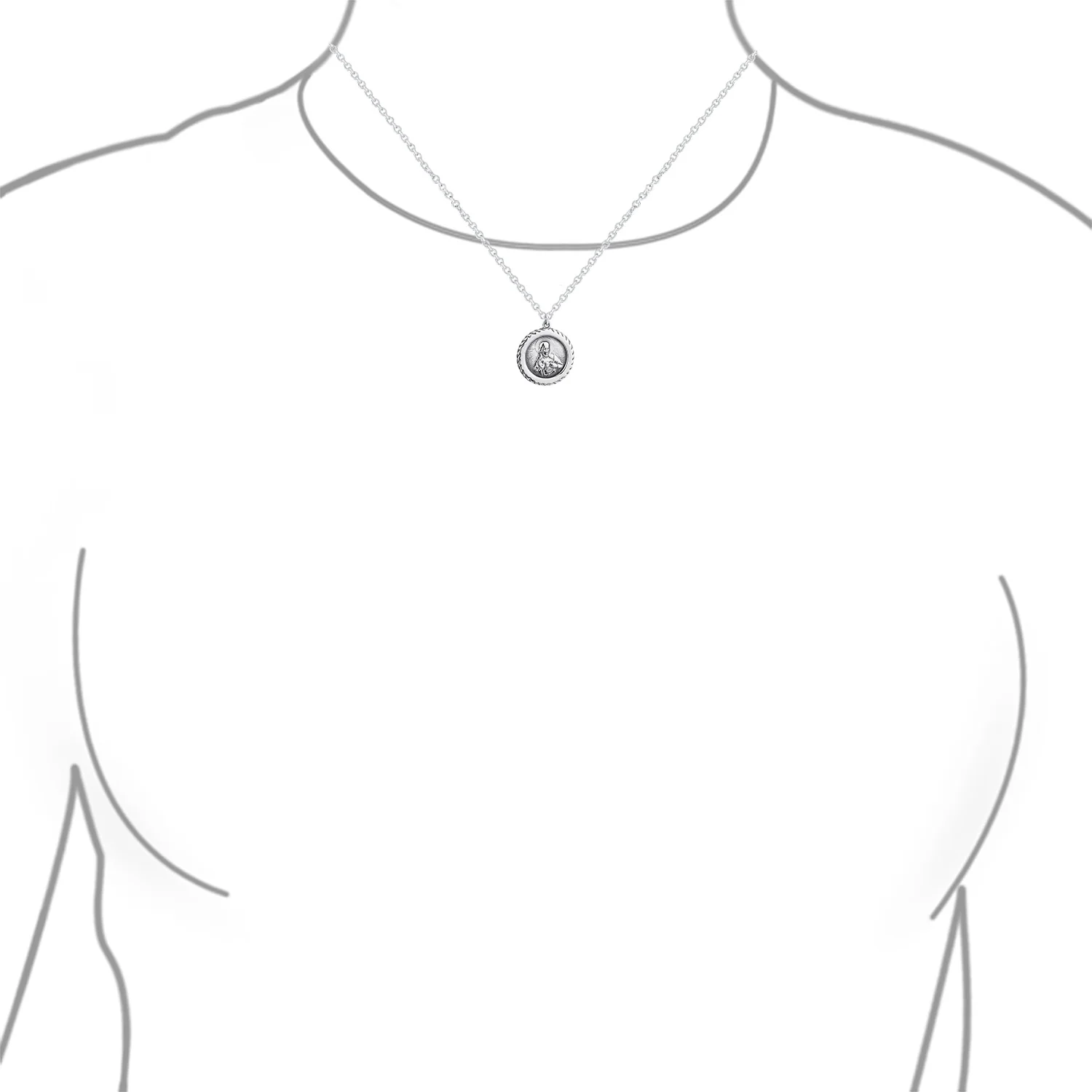 Prayer Jesus Medal Pendant Necklace Religious Medallion .925 Sterling Silver - Image 3