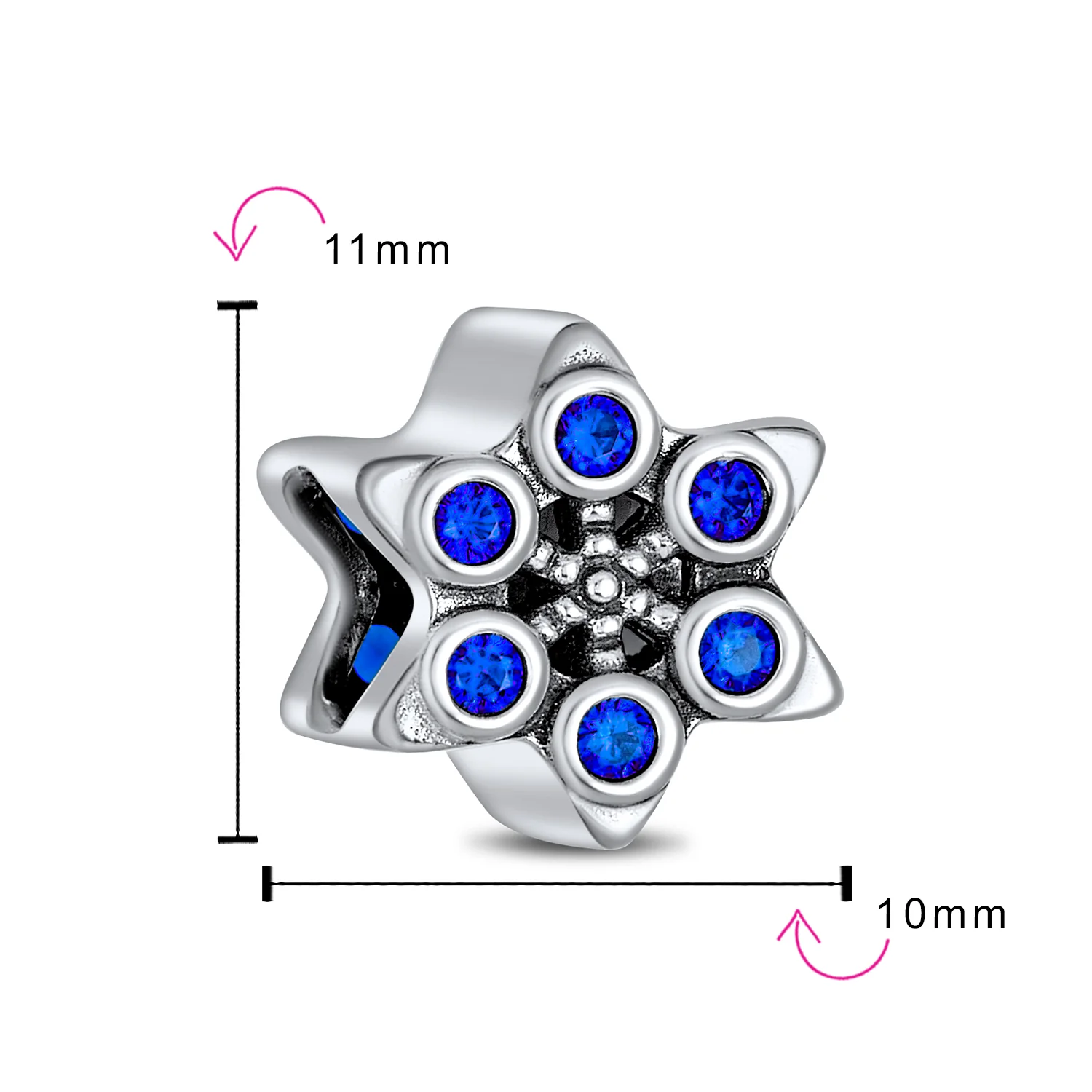Christmas Charm Bead Blue Snowflake CZ for Winter Bracelets - Image 3