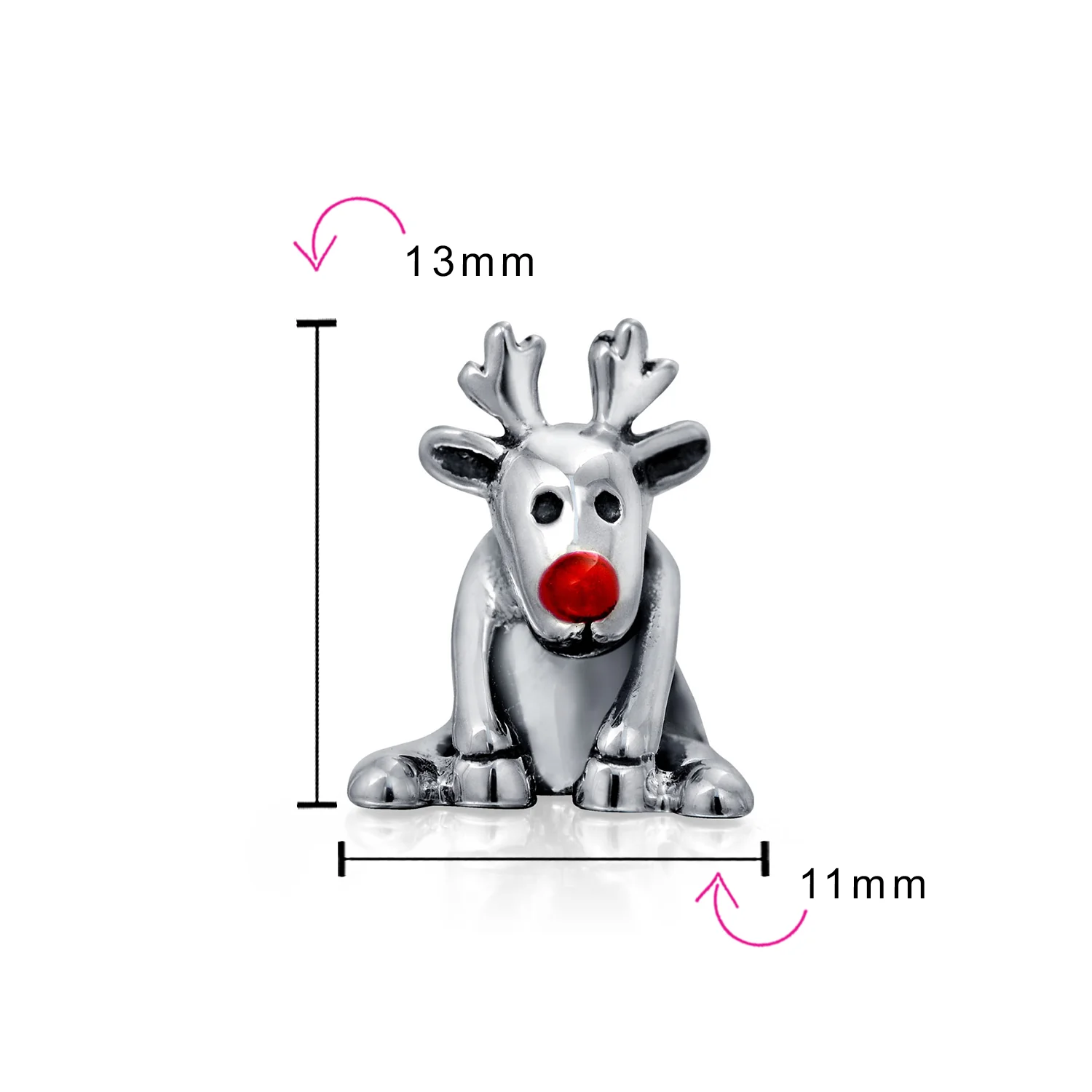 Caribou Elk Christmas Charm Bead Sterling Silver for European Bracelets - Image 3