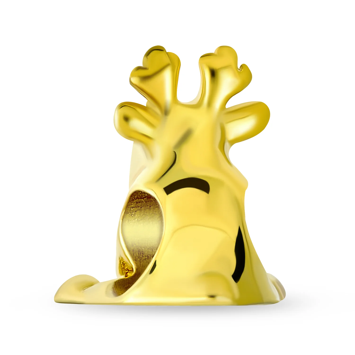 Christmas Charm Bead Caribou Elk Reindeer Red Nose 14K Gold Plated for Bracelet - Image 2