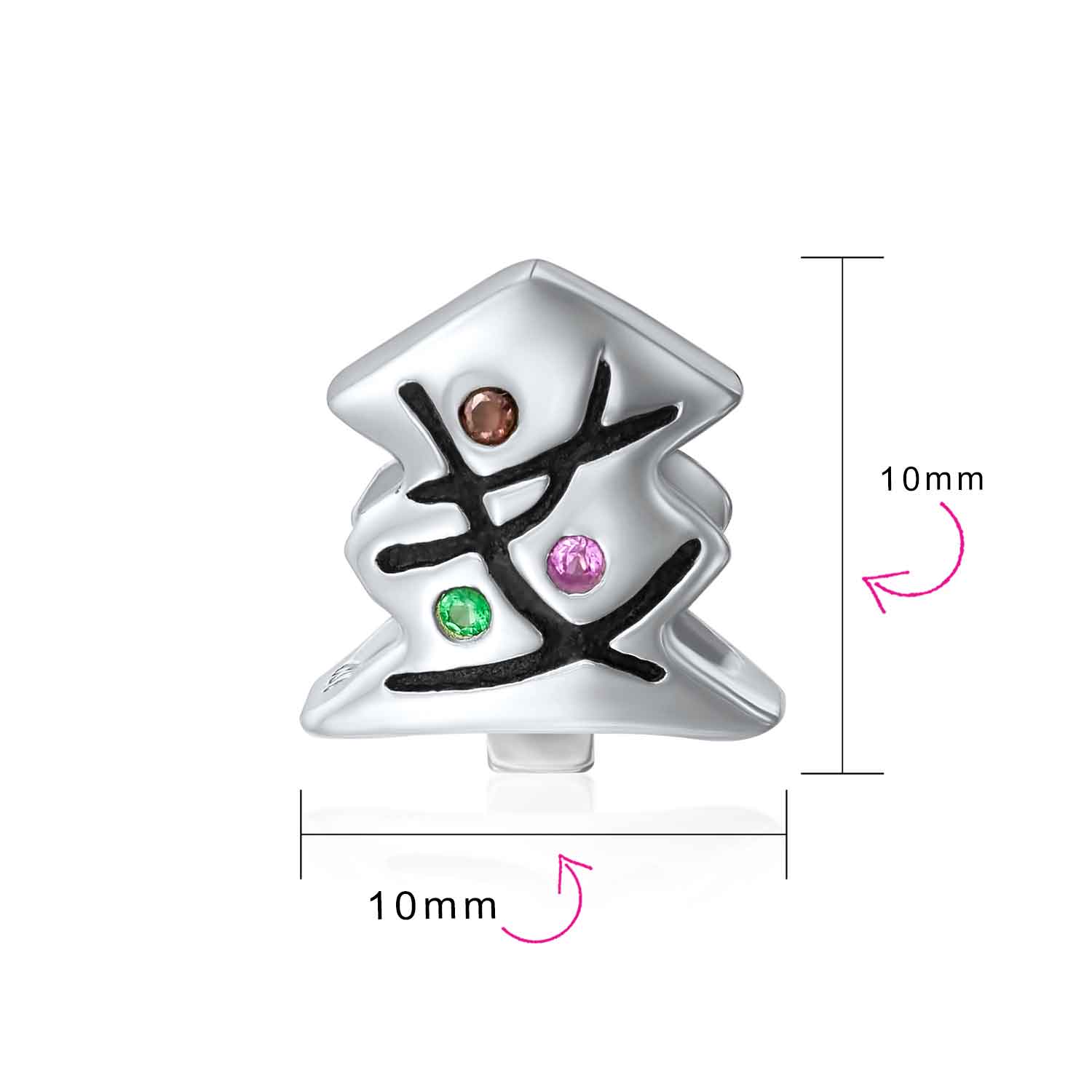 Christmas Charm Bead Decorated Tree Sterling Silver for European Bracelet - Image 3