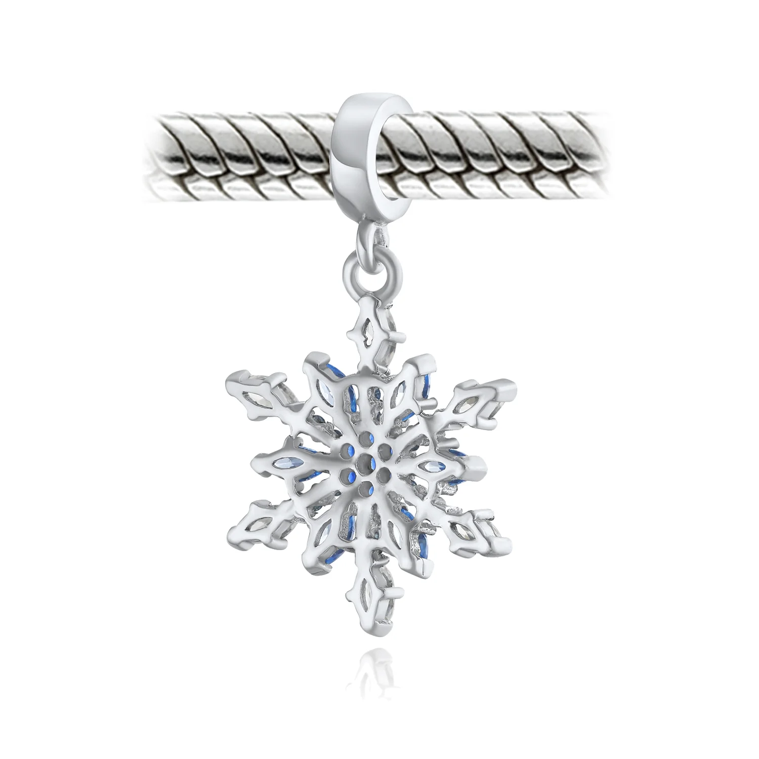 Christmas Charm Bead Ice Blue Crystal Snowflake for Winter Holiday Bracelets - Image 4