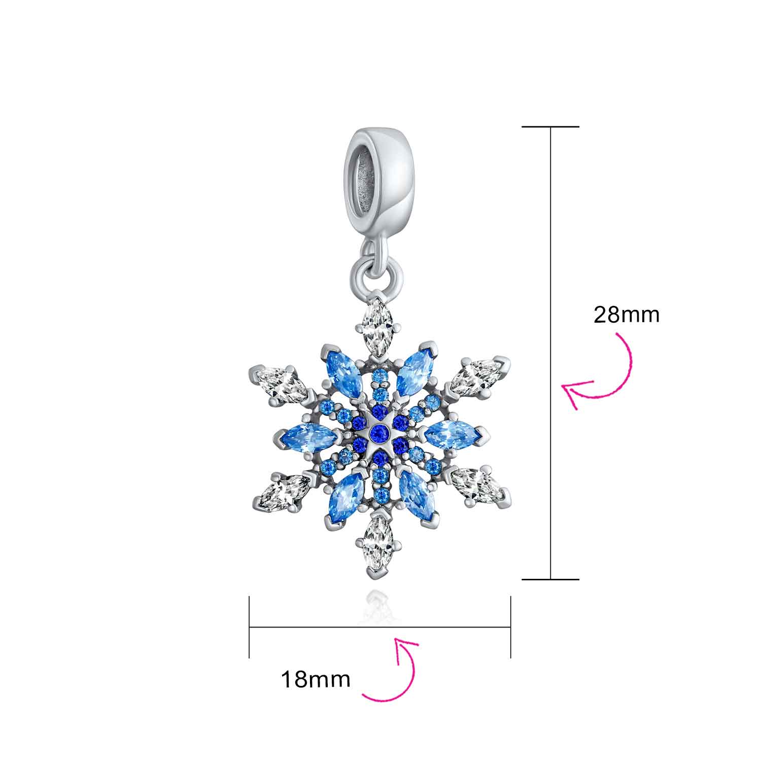 Christmas Charm Bead Ice Blue Crystal Snowflake for Winter Holiday Bracelets - Image 5
