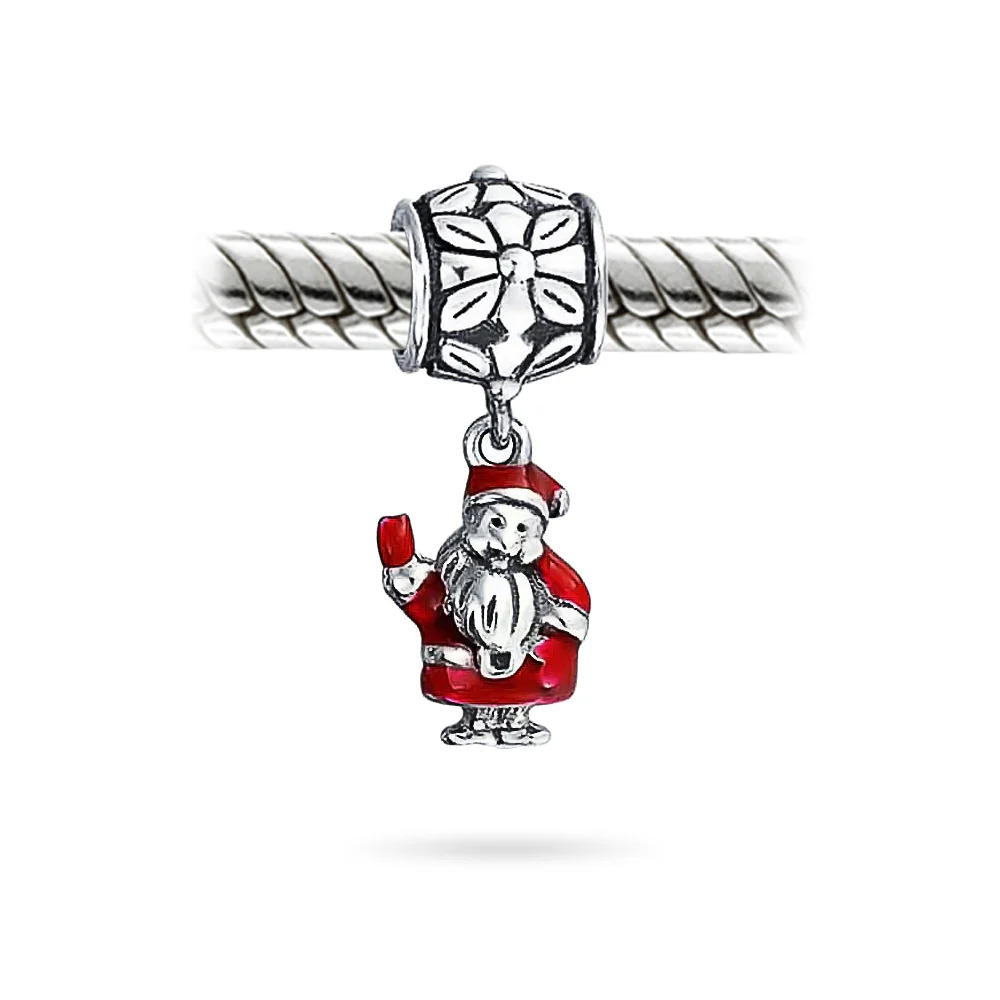Christmas Charm Bead Red Santa Claus Dangle Enamel Sterling Silver for Bracelets - Image 3