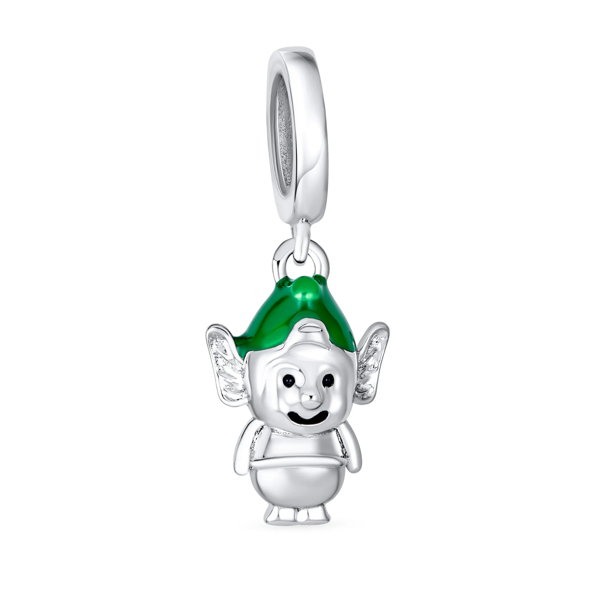 Christmas Charm Bead Santa Helper Elf Enamel Silver for European Bracelet