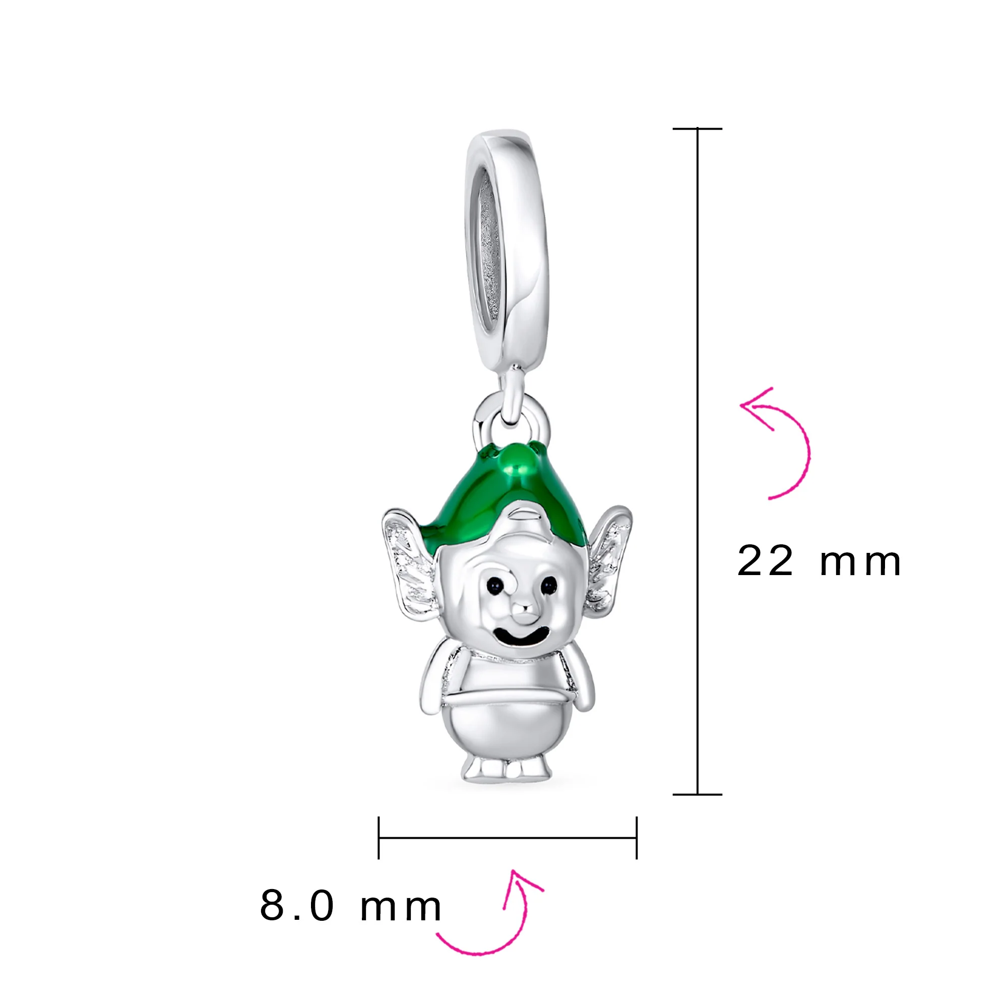 Christmas Charm Bead Santa Helper Elf Enamel Silver for European Bracelet - Image 4