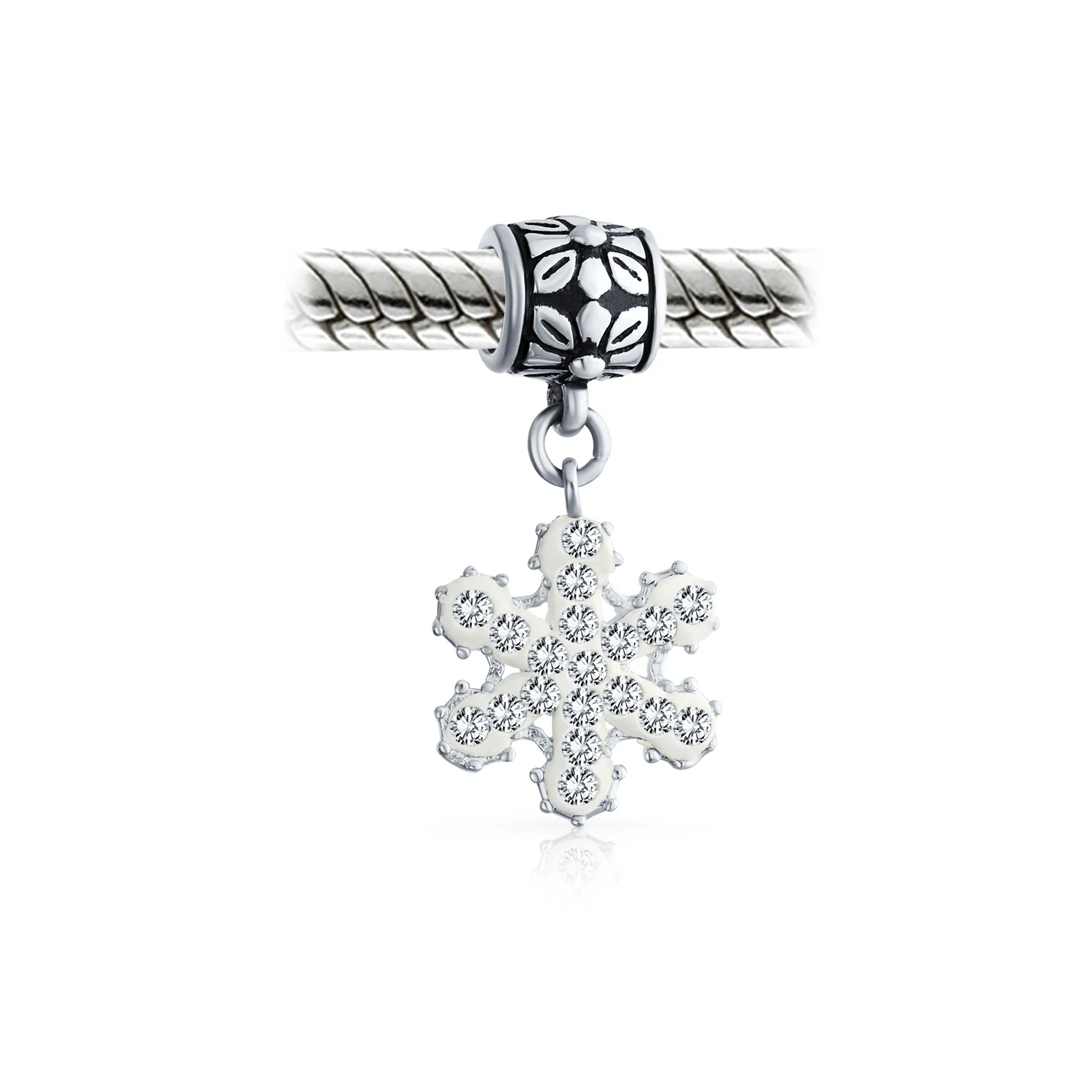 Christmas Charm Bead Snowflake Crystal Dangle for Bracelets - Image 3
