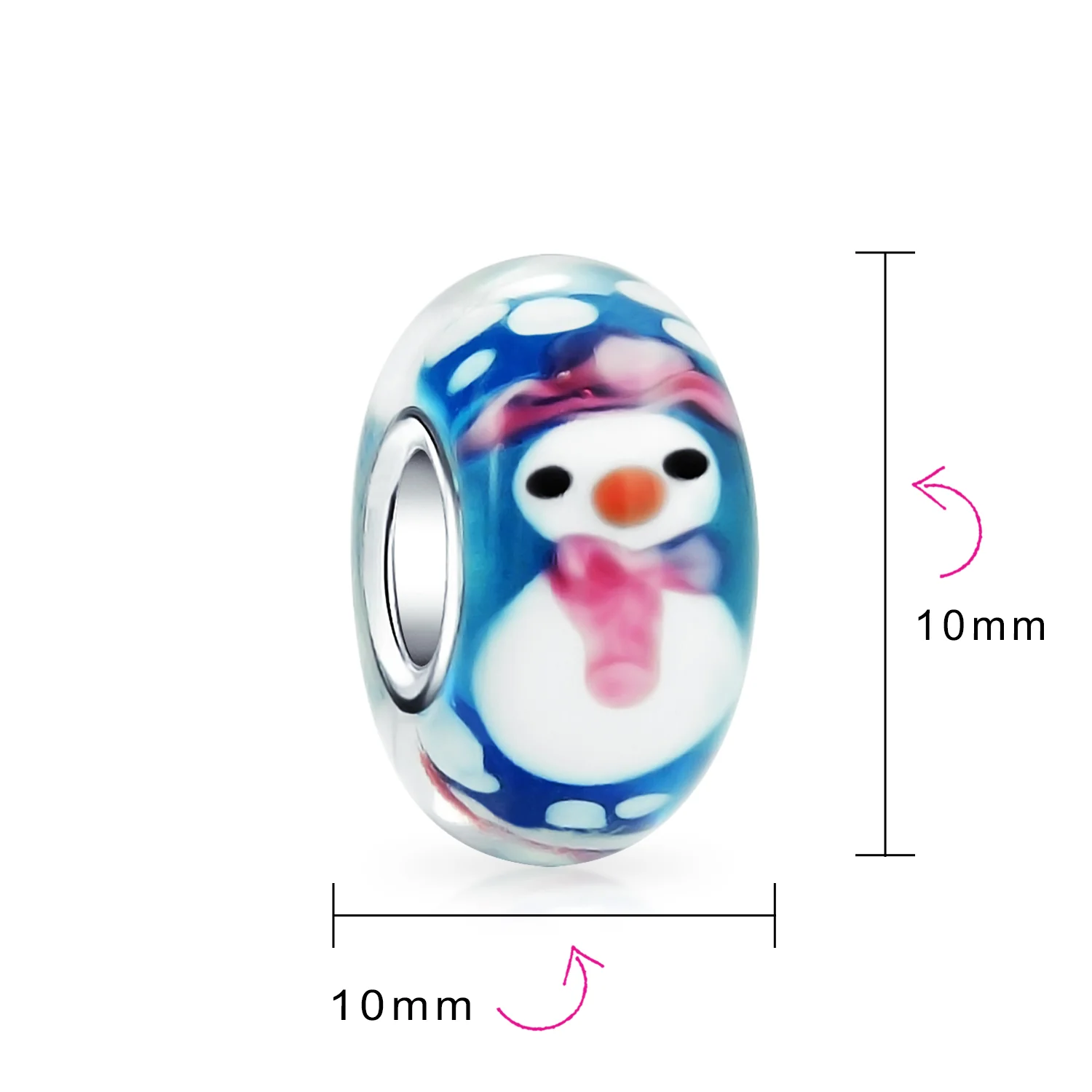 Christmas Charm Bead Snowman Murano Glass for European Bracelets - Image 3