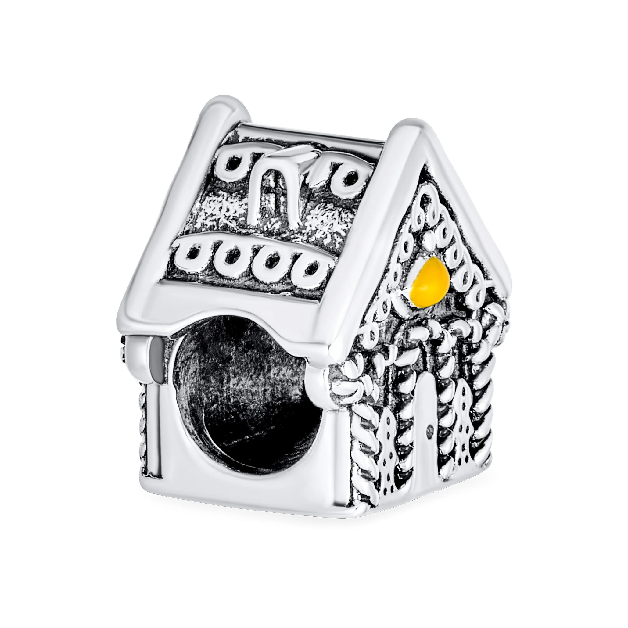 Sweet Home Christmas Charm Bead Candy Cane Gingerbread House Sterling Silver Fit - Image 2