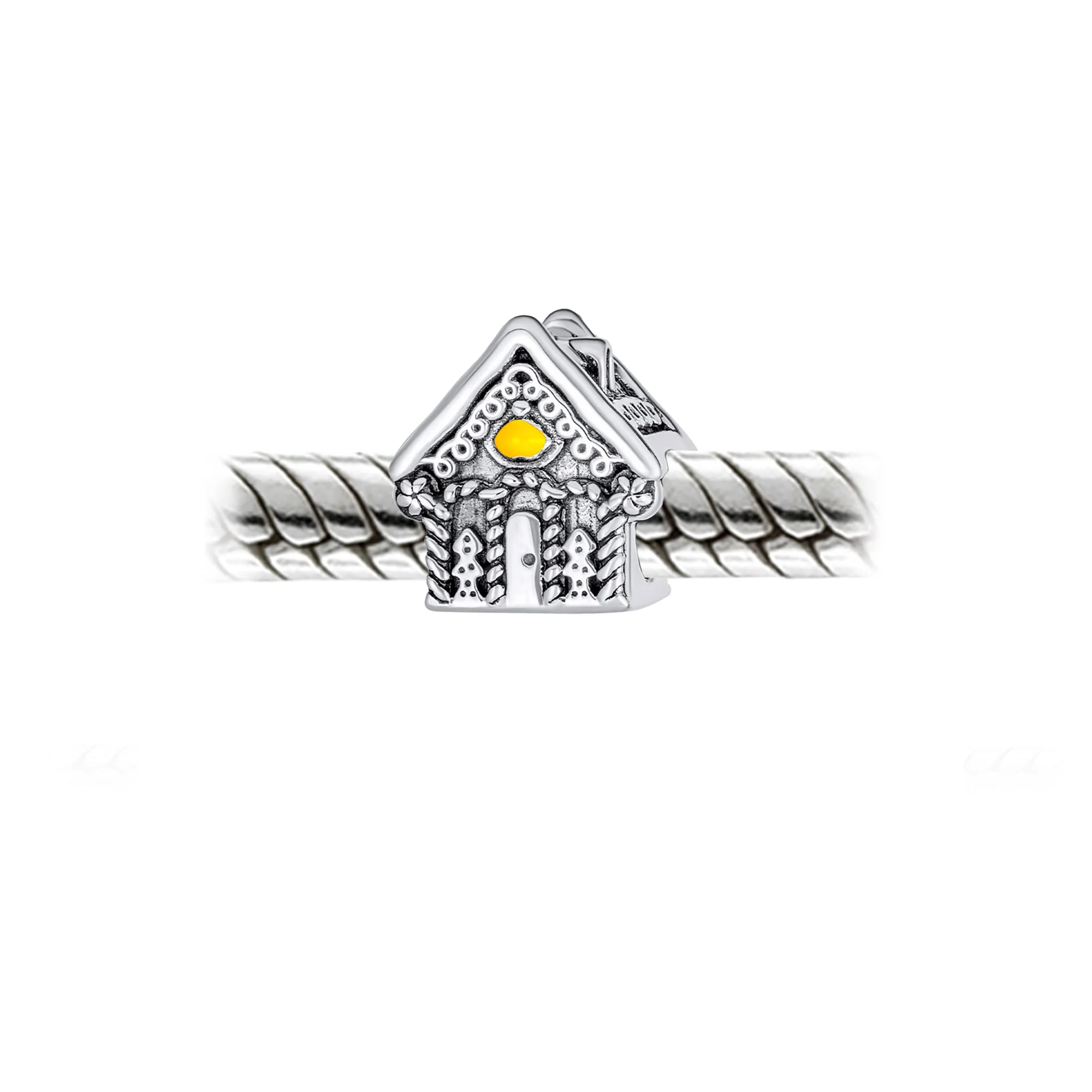 Sweet Home Christmas Charm Bead Candy Cane Gingerbread House Sterling Silver Fit - Image 3
