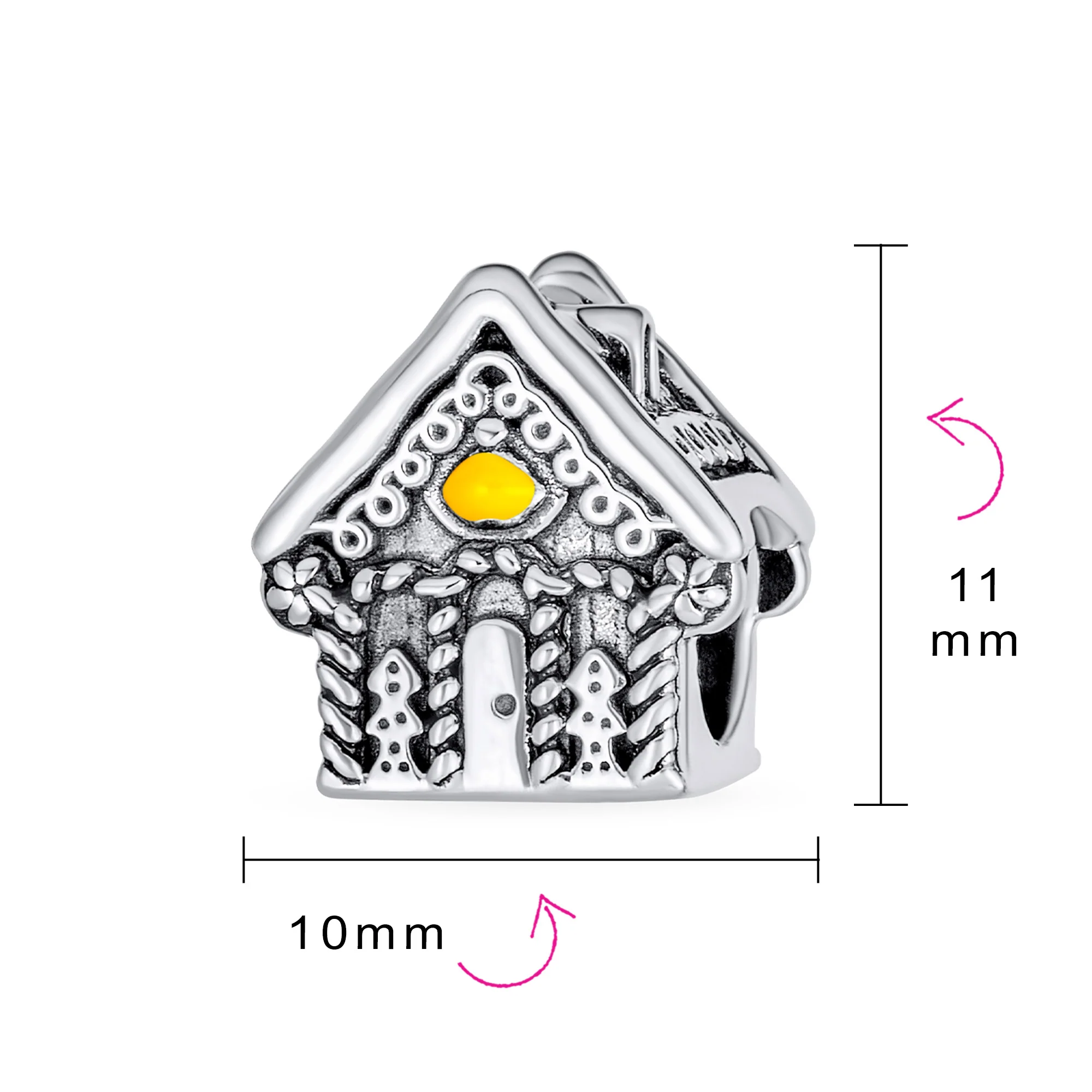 Sweet Home Christmas Charm Bead Candy Cane Gingerbread House Sterling Silver Fit - Image 4