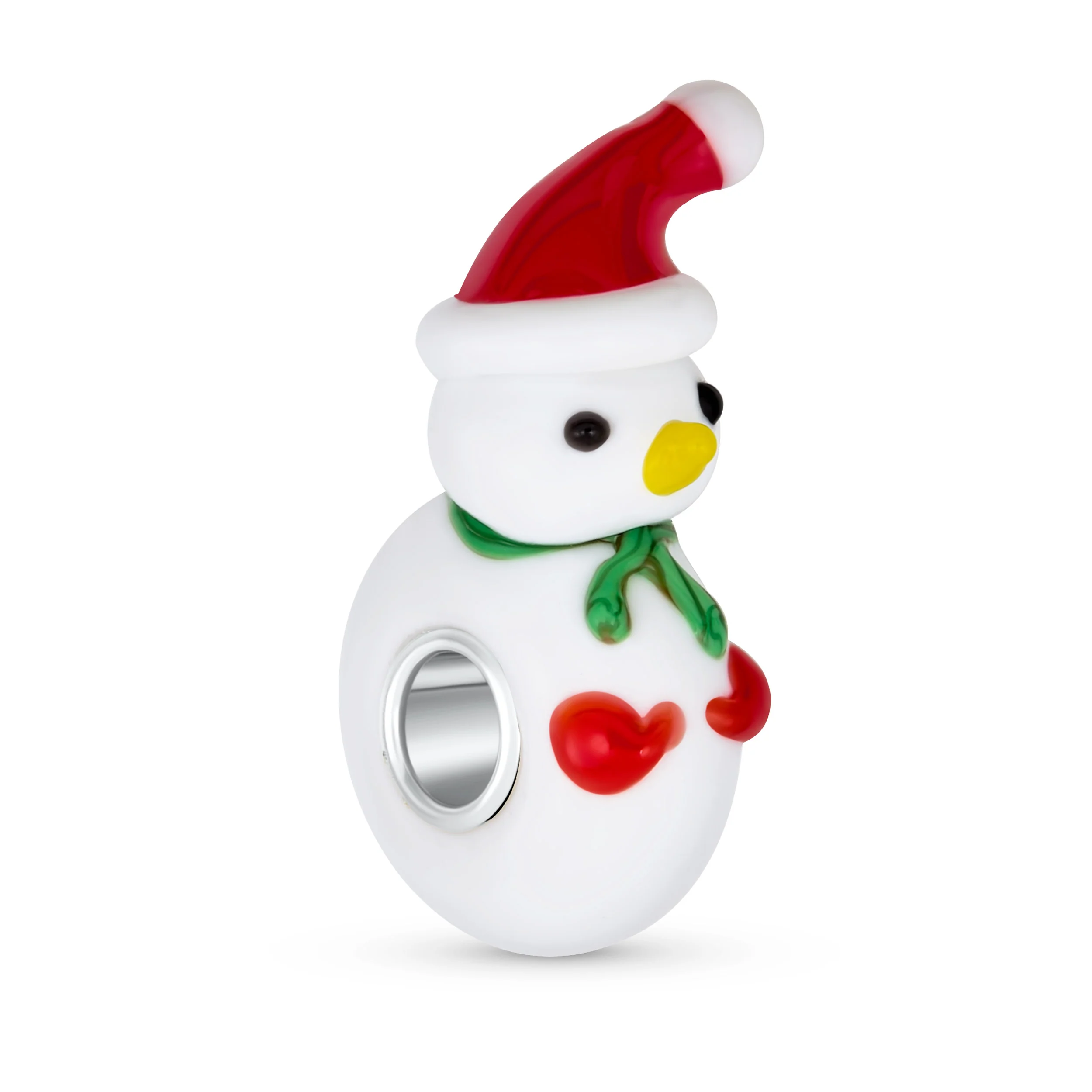 Set of 2 Christmas Charm Bead Snowman Murano Glass Silver for European Bracelet - Image 2
