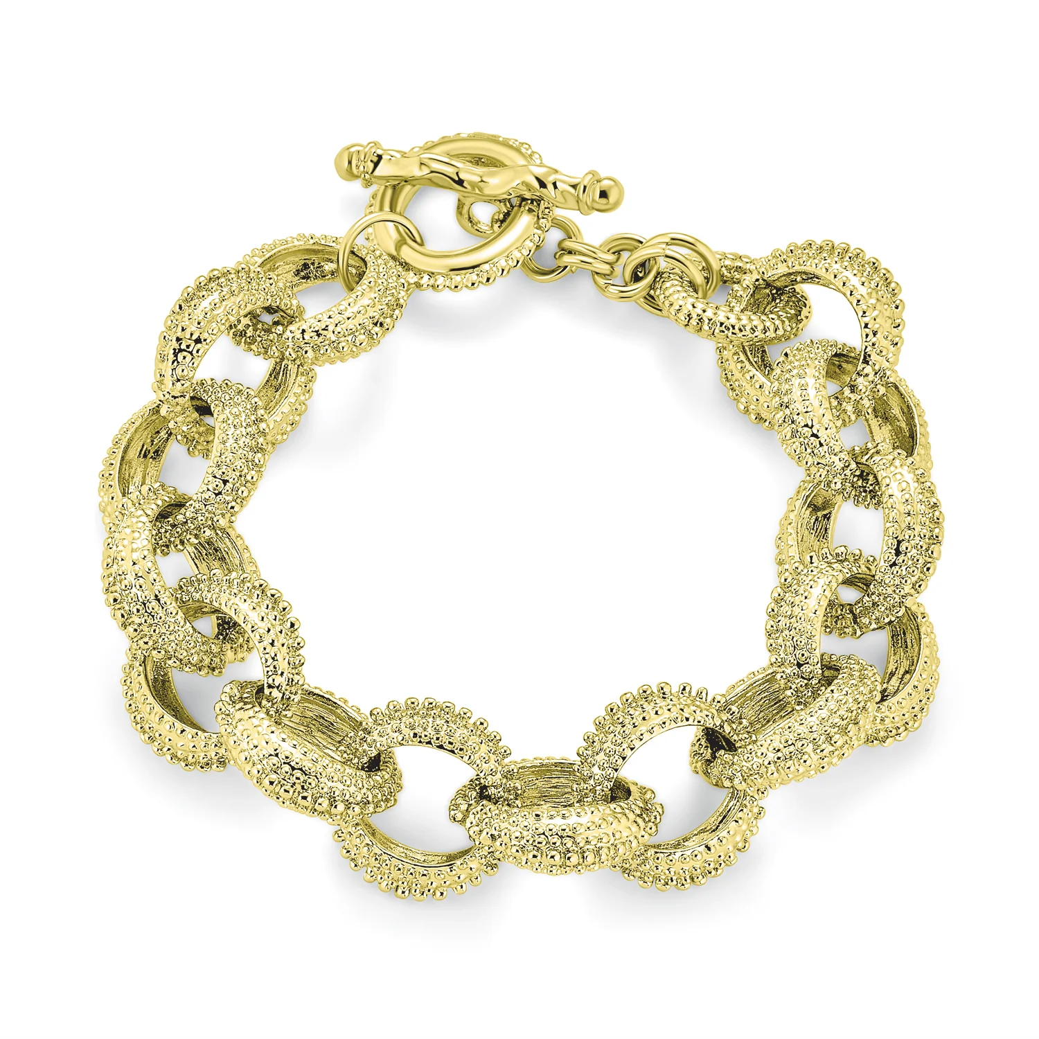 Chunky Chain Link Bracelet with Large Oval Links Toggle Clasp Matte SilverGold - Image 3