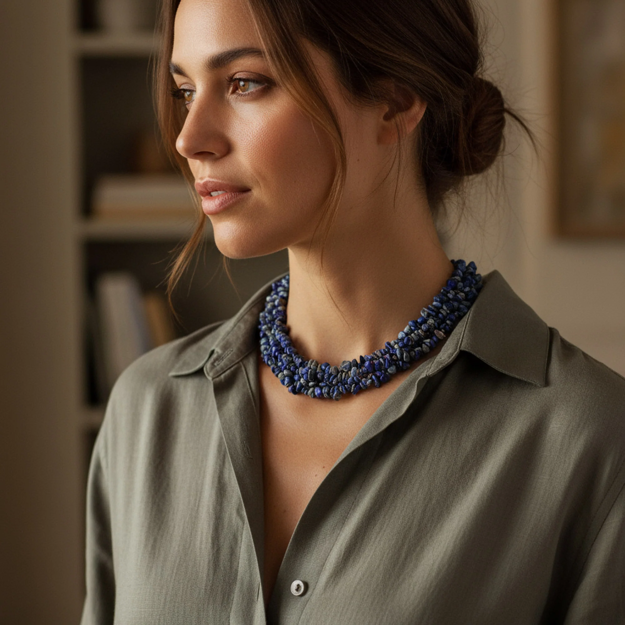 Chunky Gemstone Cluster Multi Strand Bib Collar Necklace with Amethyst & Quartz - Image 13