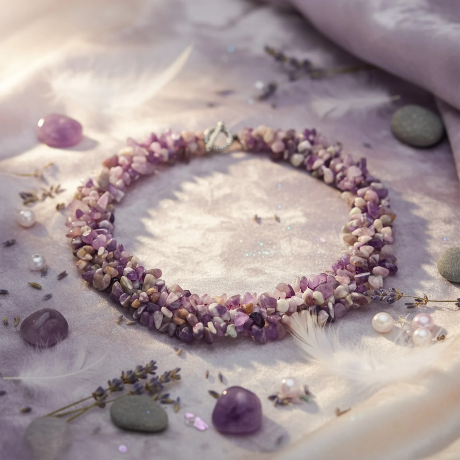 Chunky Gemstone Cluster Multi Strand Bib Collar Necklace with Amethyst & Quartz - Image 18