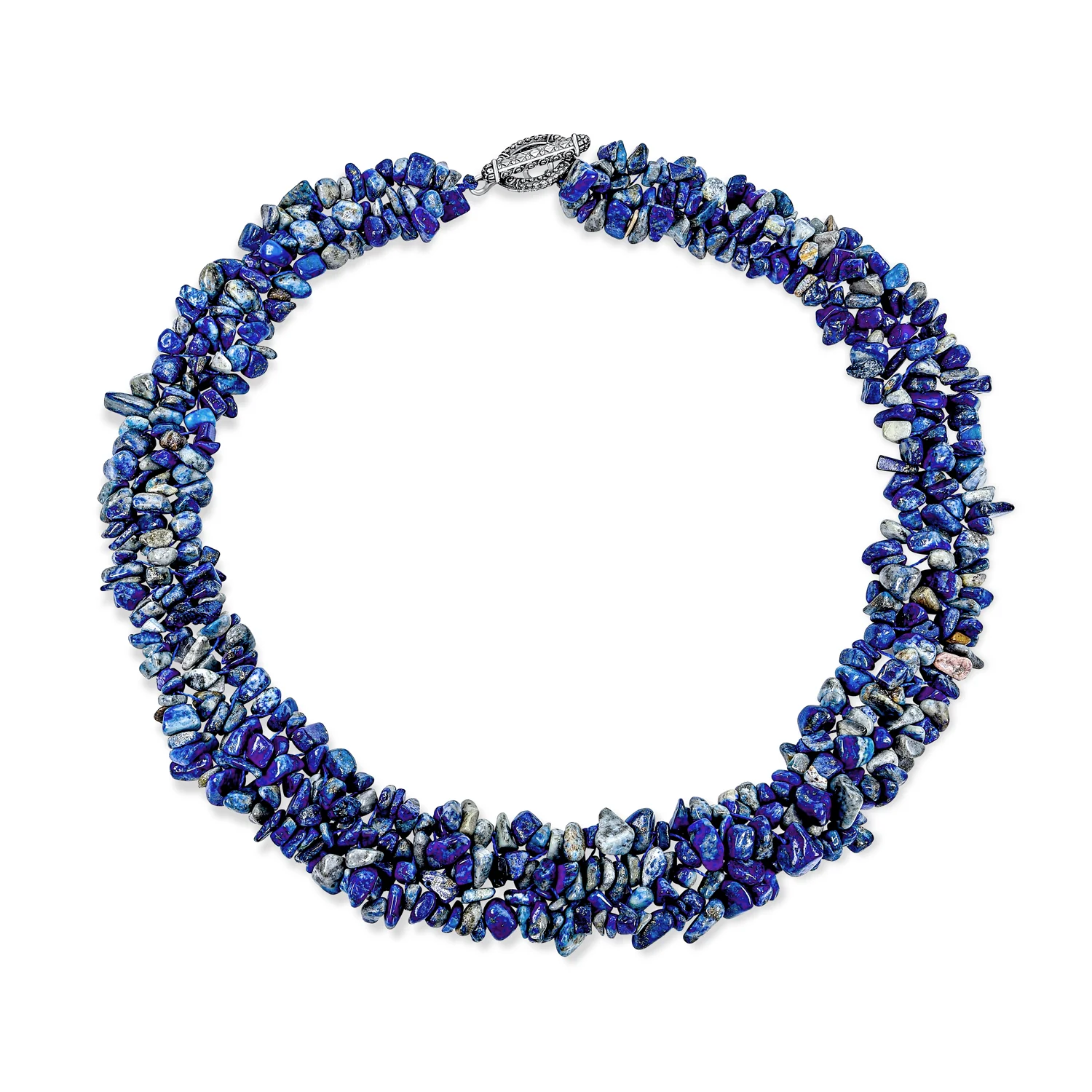 Chunky Gemstone Cluster Multi Strand Bib Collar Necklace with Amethyst & Quartz - Image 5