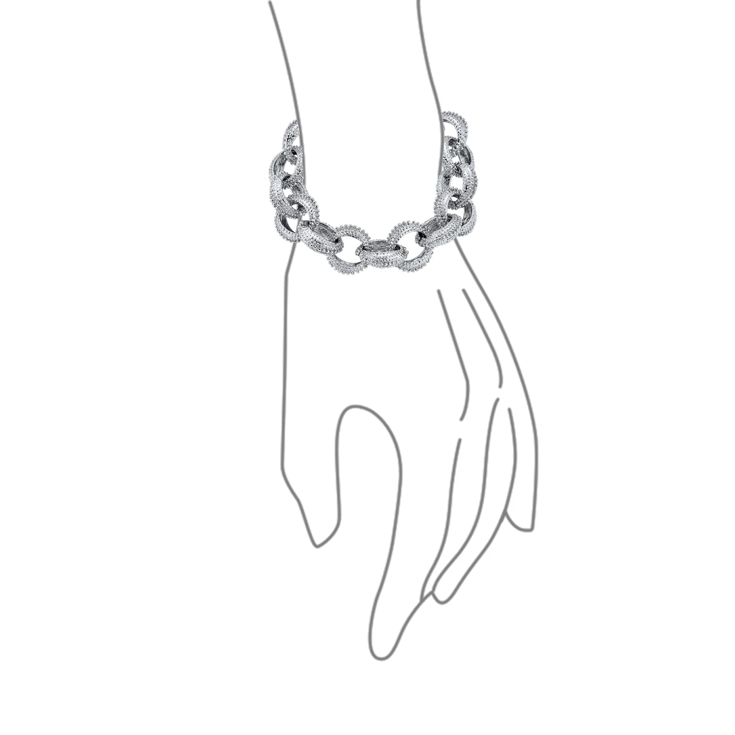 Set of 2 Large Oval Links Chunky Chain Link Bracelet Toggle Clasp Gold Plated - Image 4