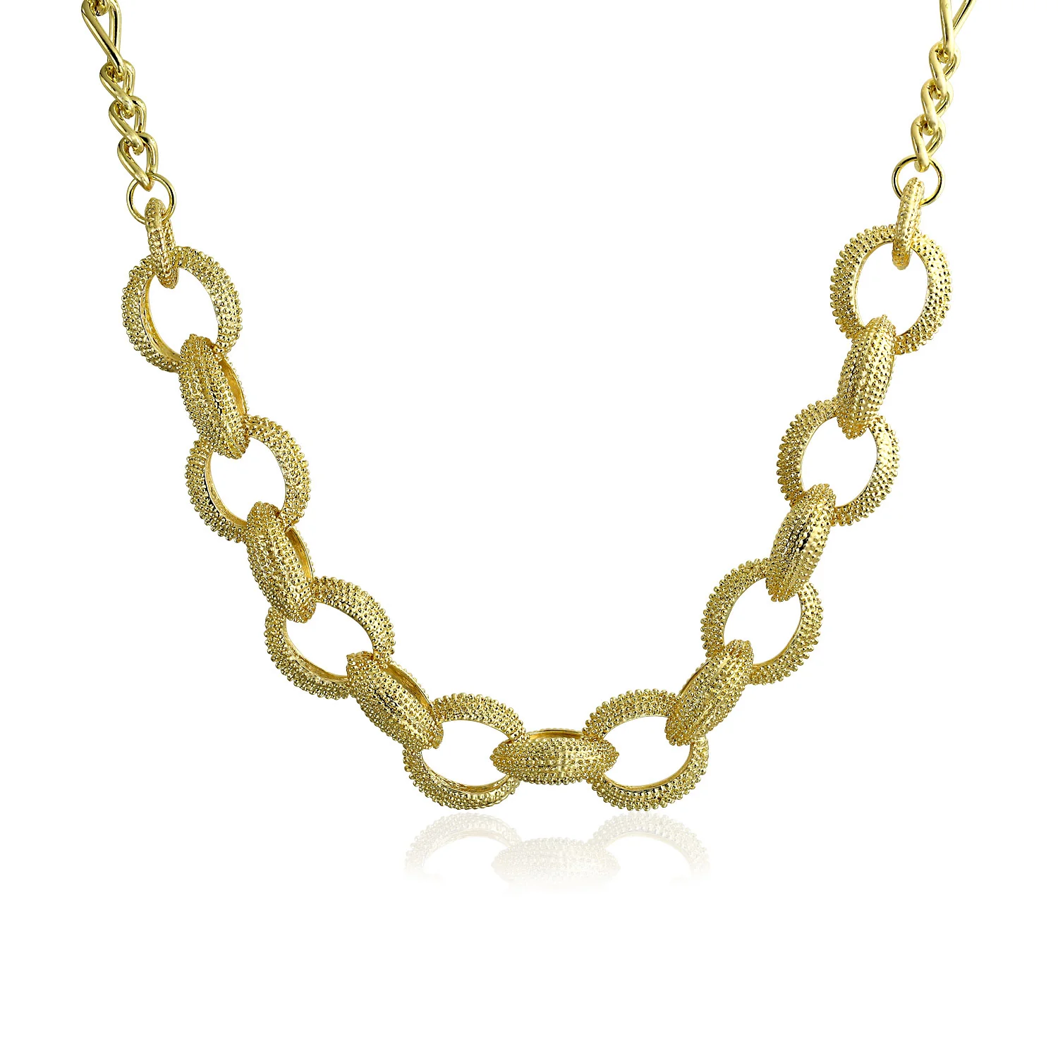 Chunky Oval Link Collar Necklace Toggle Clasp in Matte Gold - Image 2