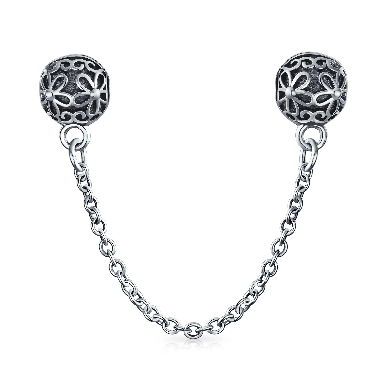 Double Daisy Clasp Spacer Charm: Floral Bouquet Safety Chain Bead for Bracelets