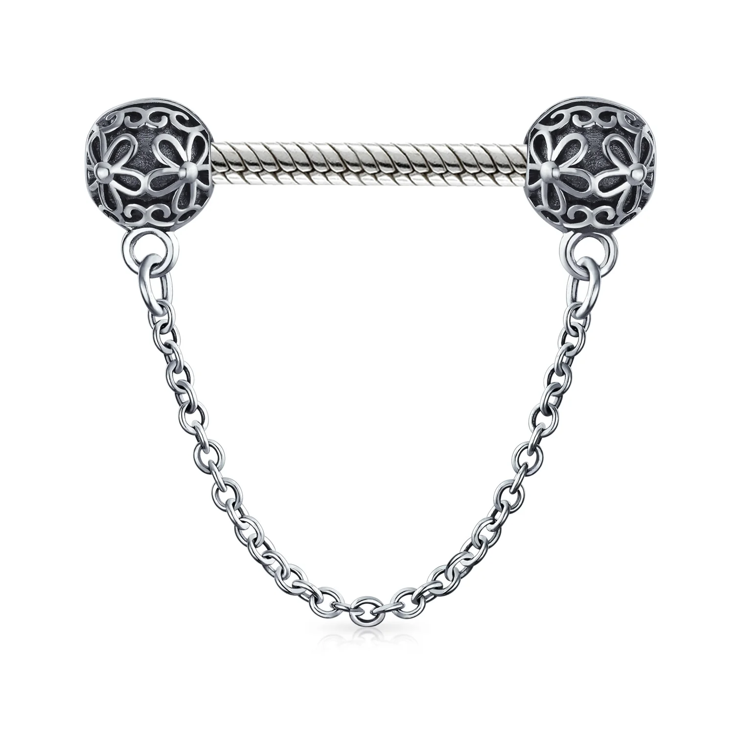 Double Daisy Clasp Spacer Charm: Floral Bouquet Safety Chain Bead for Bracelets - Image 3