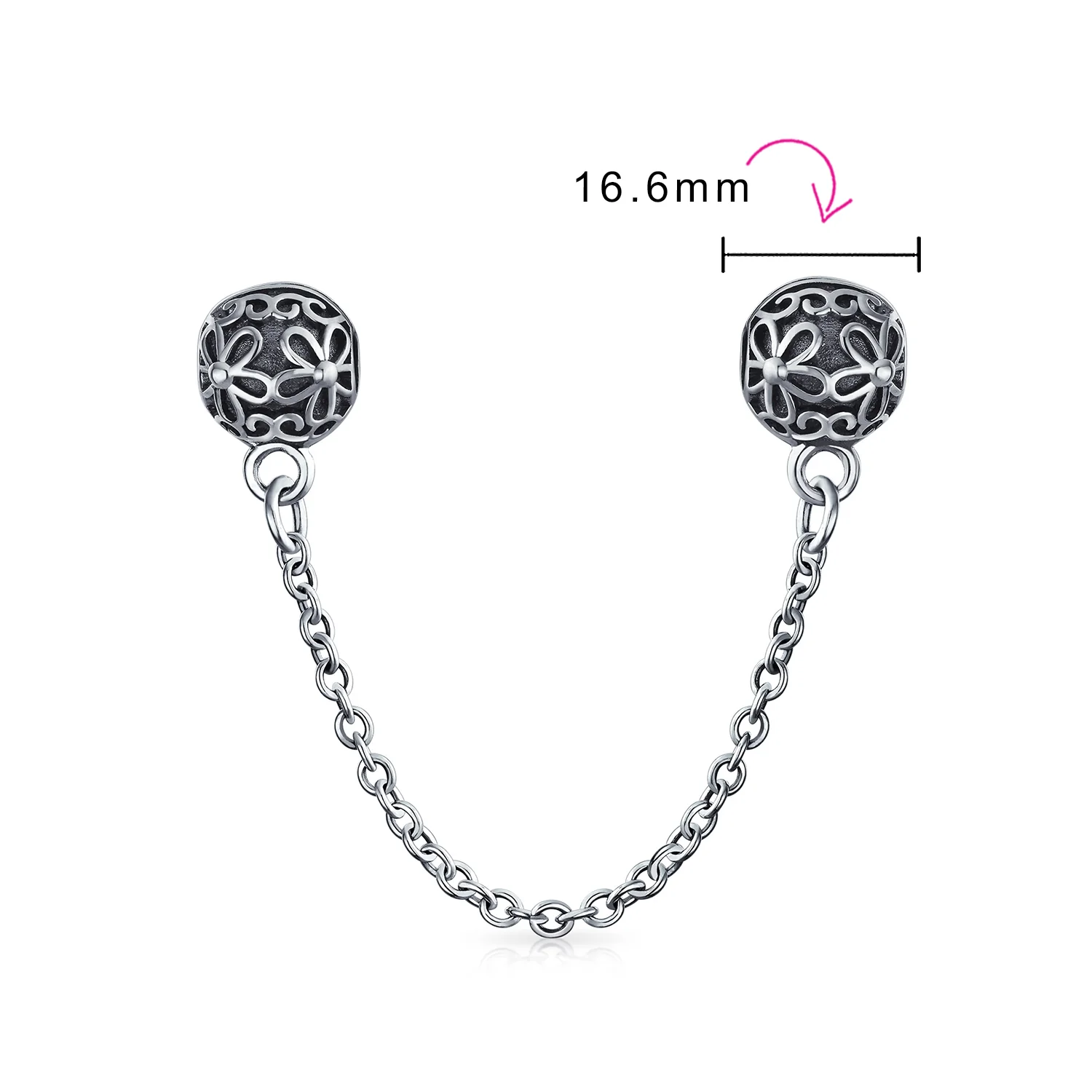 Double Daisy Clasp Spacer Charm: Floral Bouquet Safety Chain Bead for Bracelets - Image 4