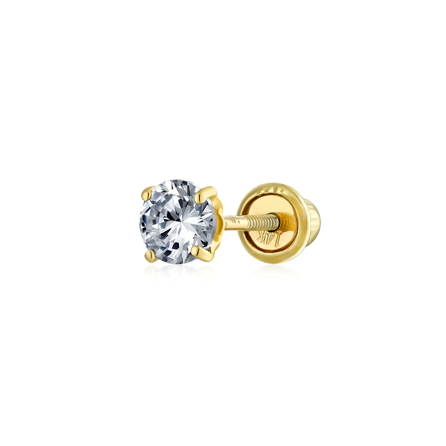 Classic 3-4 MM CZ Stud Earrings 14K Gold Oval Gemstones