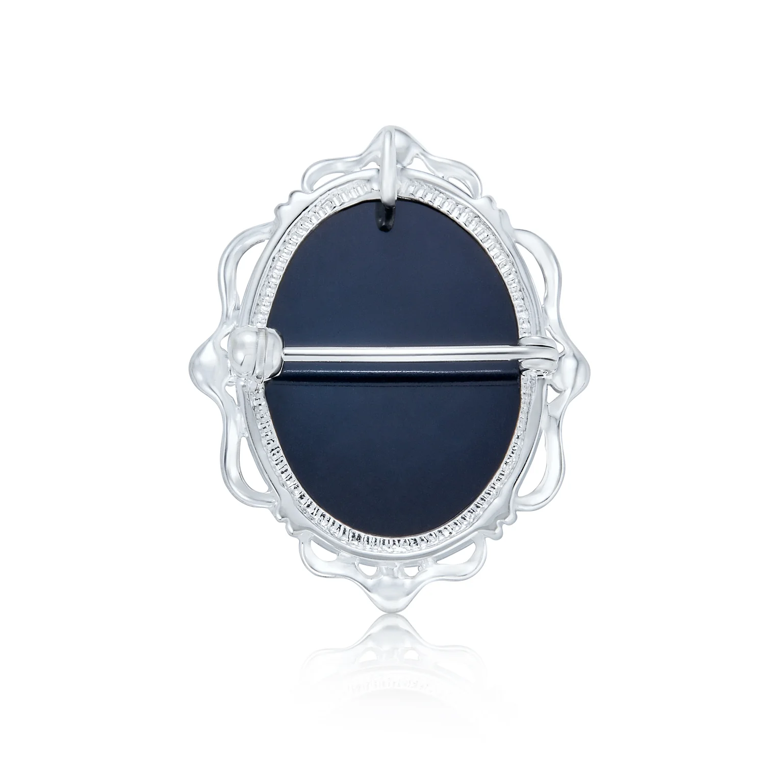 Classic Antique Brooche Pin Blue White Victorian Lady Cameo Pendant & Necklace - Image 3